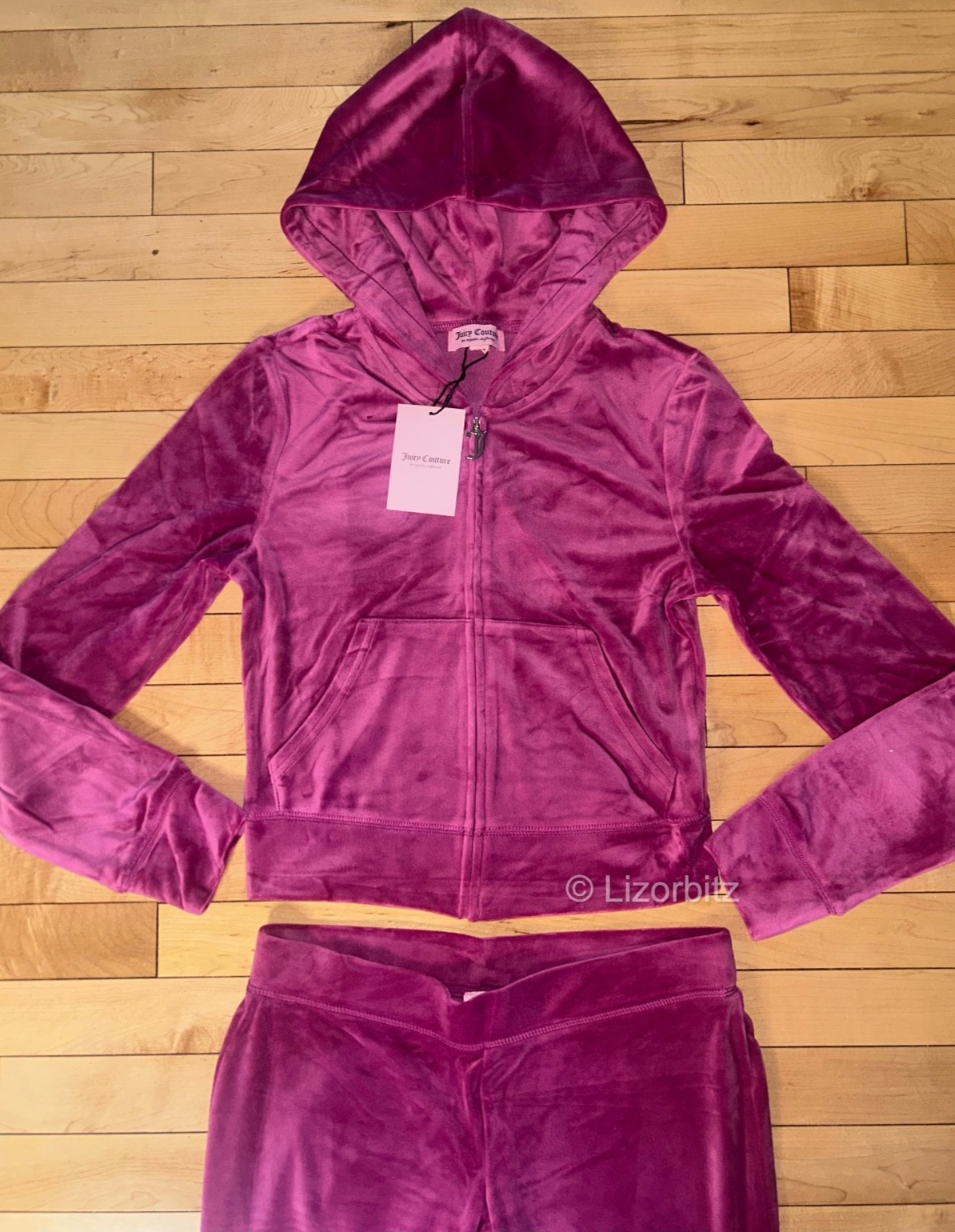 NEW! NWT JUICY COUTURE Velour OG Bling Tracksuit Set in Fuchsia Pink Size M