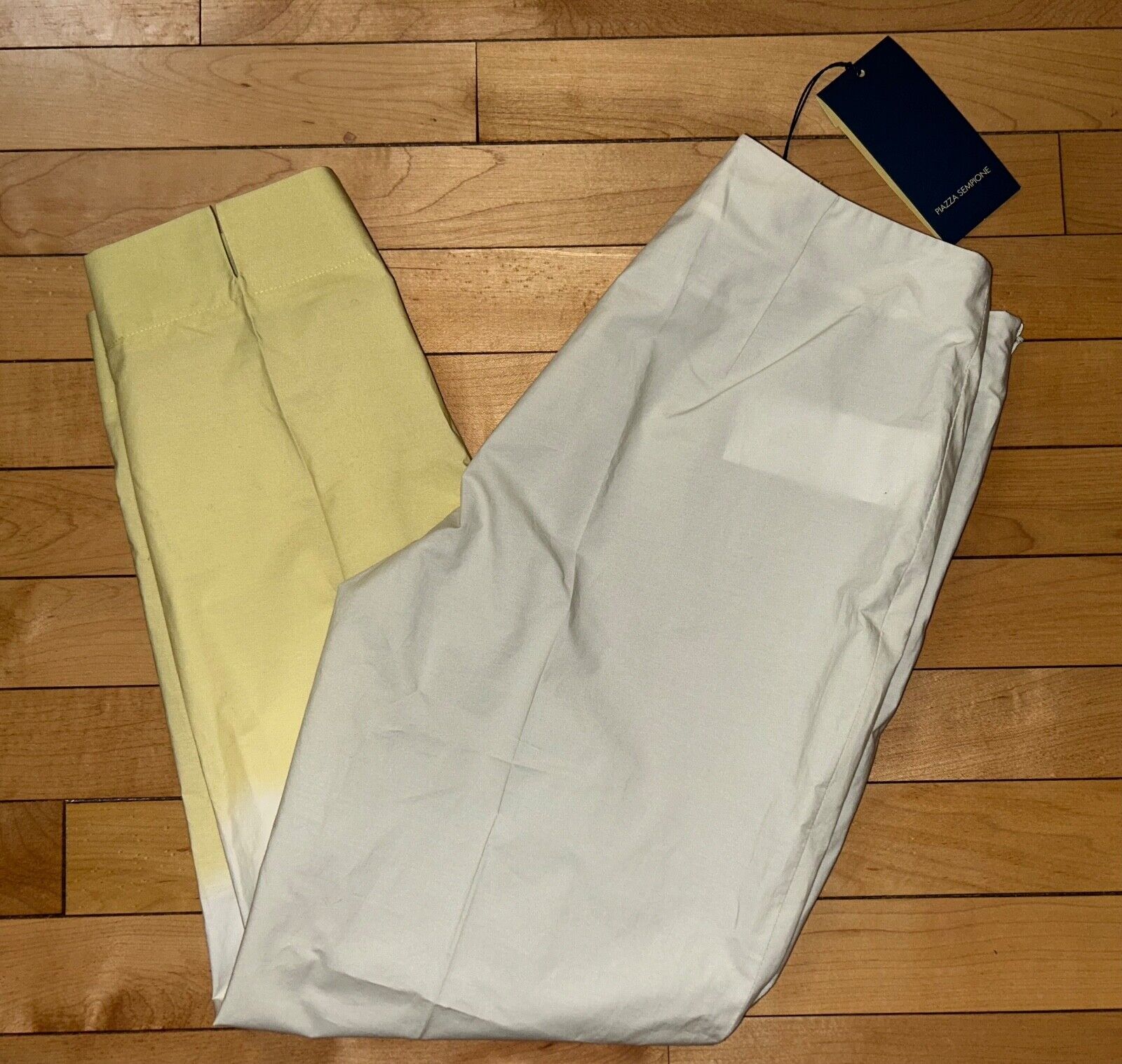 NEW ! NWT PIAZZA SEMPIONE Audrey Crop Pants Cream Yellow Ombre Size 40 (US 4)