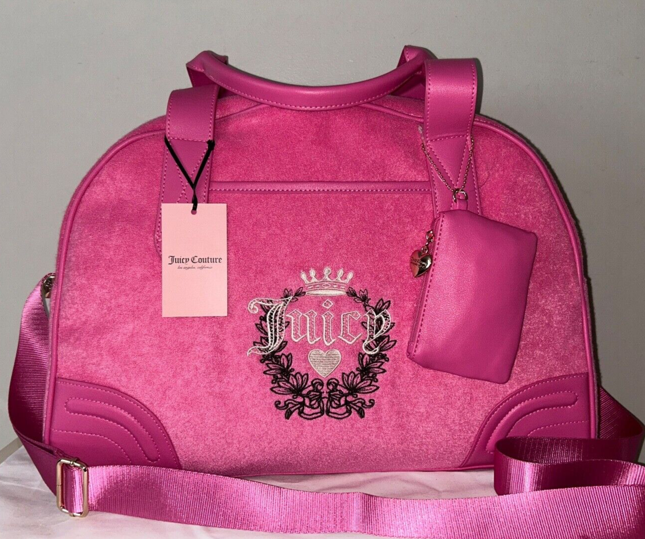 NEW! NWT JUICY COUTURE Heritage Terry Weekender Bag in Juicy Pink