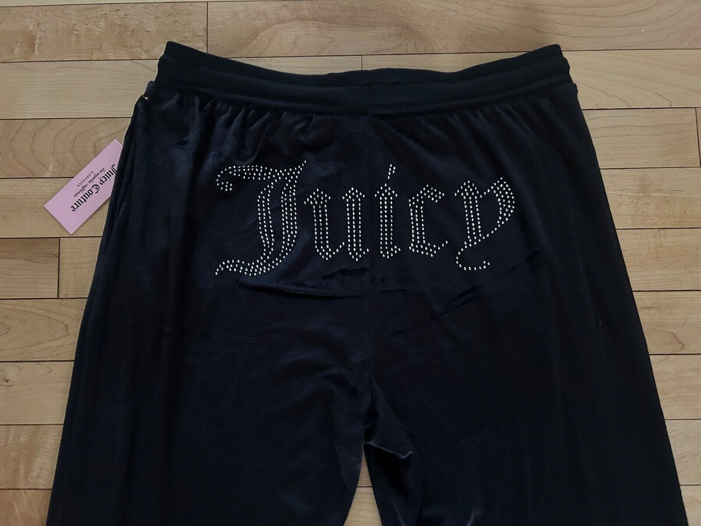 NEW ! NWT JUICY COUTURE Velour OG Big Bling Sweatpants Black Size L