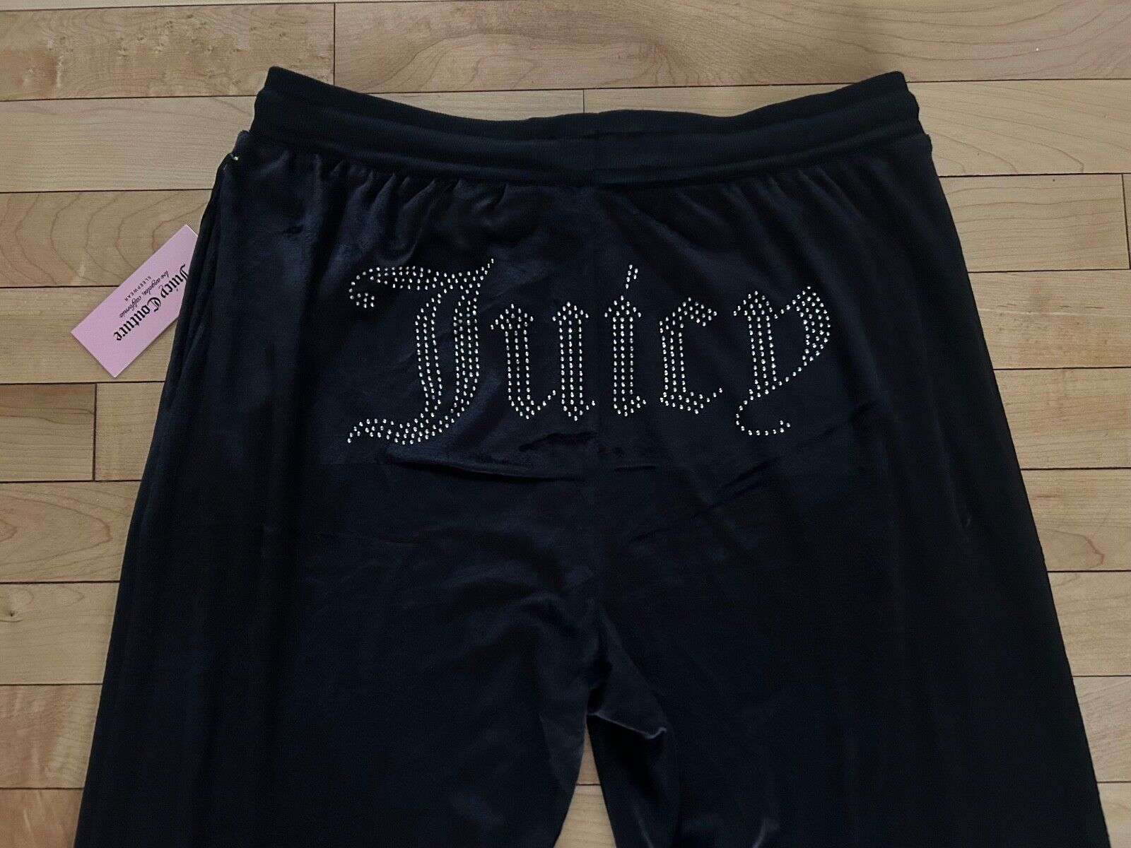 NEW ! NWT JUICY COUTURE Velour OG Big Bling Sweatpants Black Size L