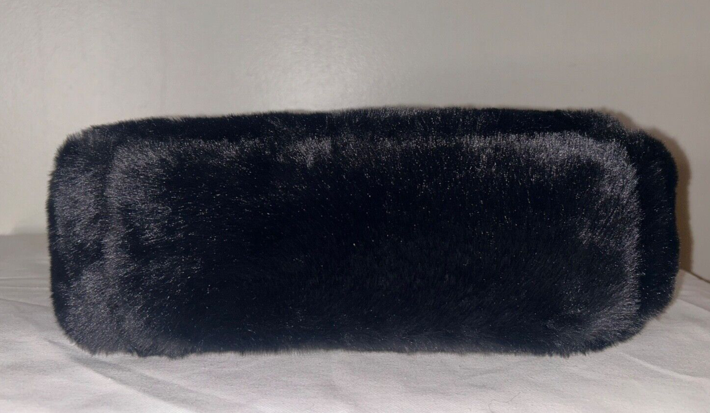 NEW! NWT PARIS HILTON Faux Fur Forever Fur Baguette Bag Black