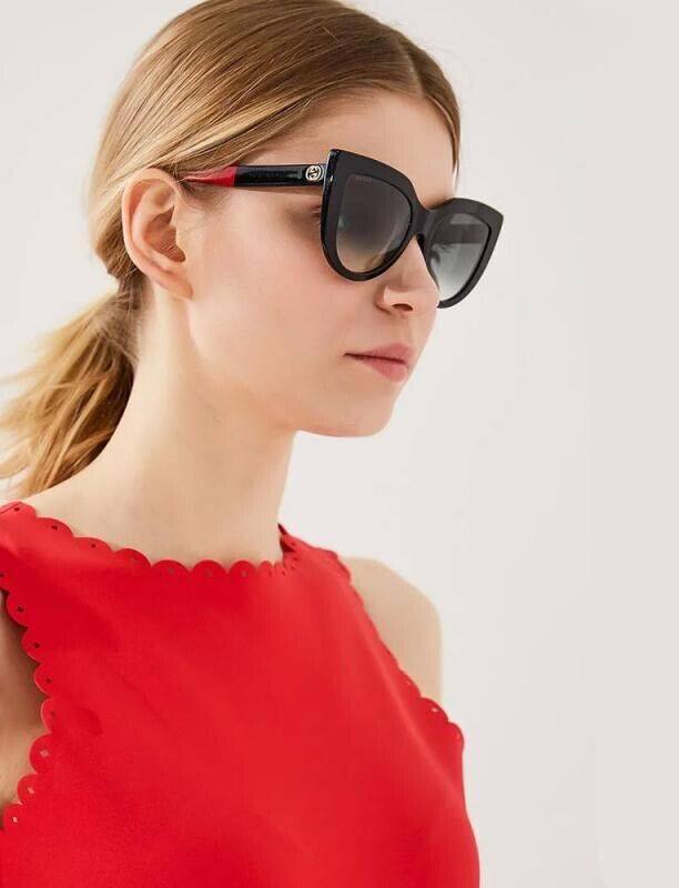 NEW! NWT GUCCI Cat-Eye 53MM Sunglasses Black GG0164SN