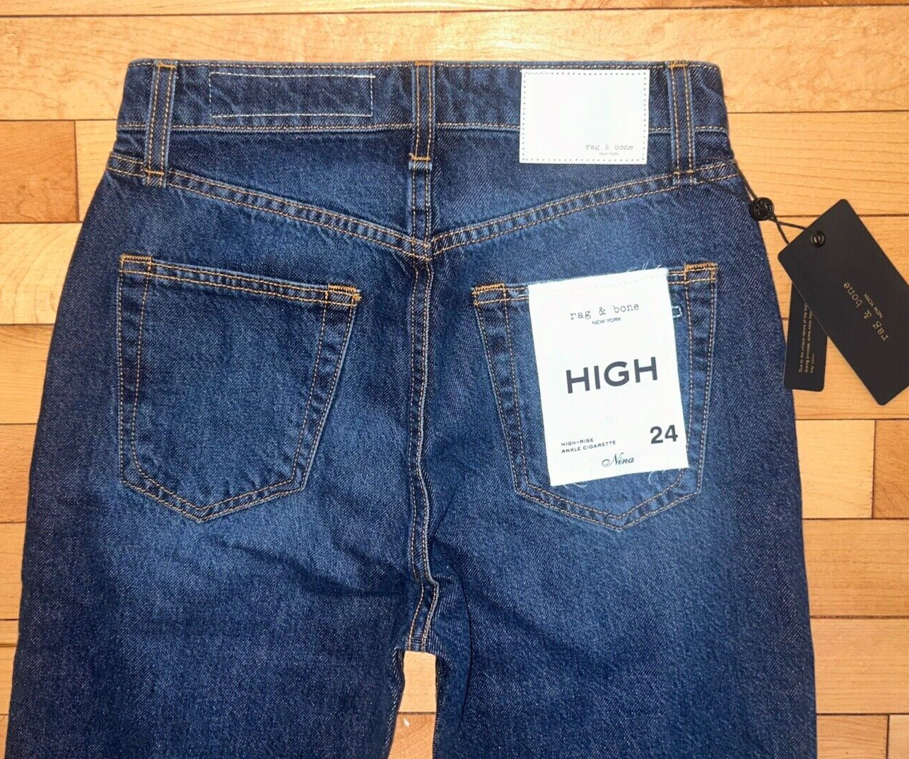 $225 NEW! NWT RAG & BONE Nina High-Rise Cigarette Cambria Dark Wash Size 24