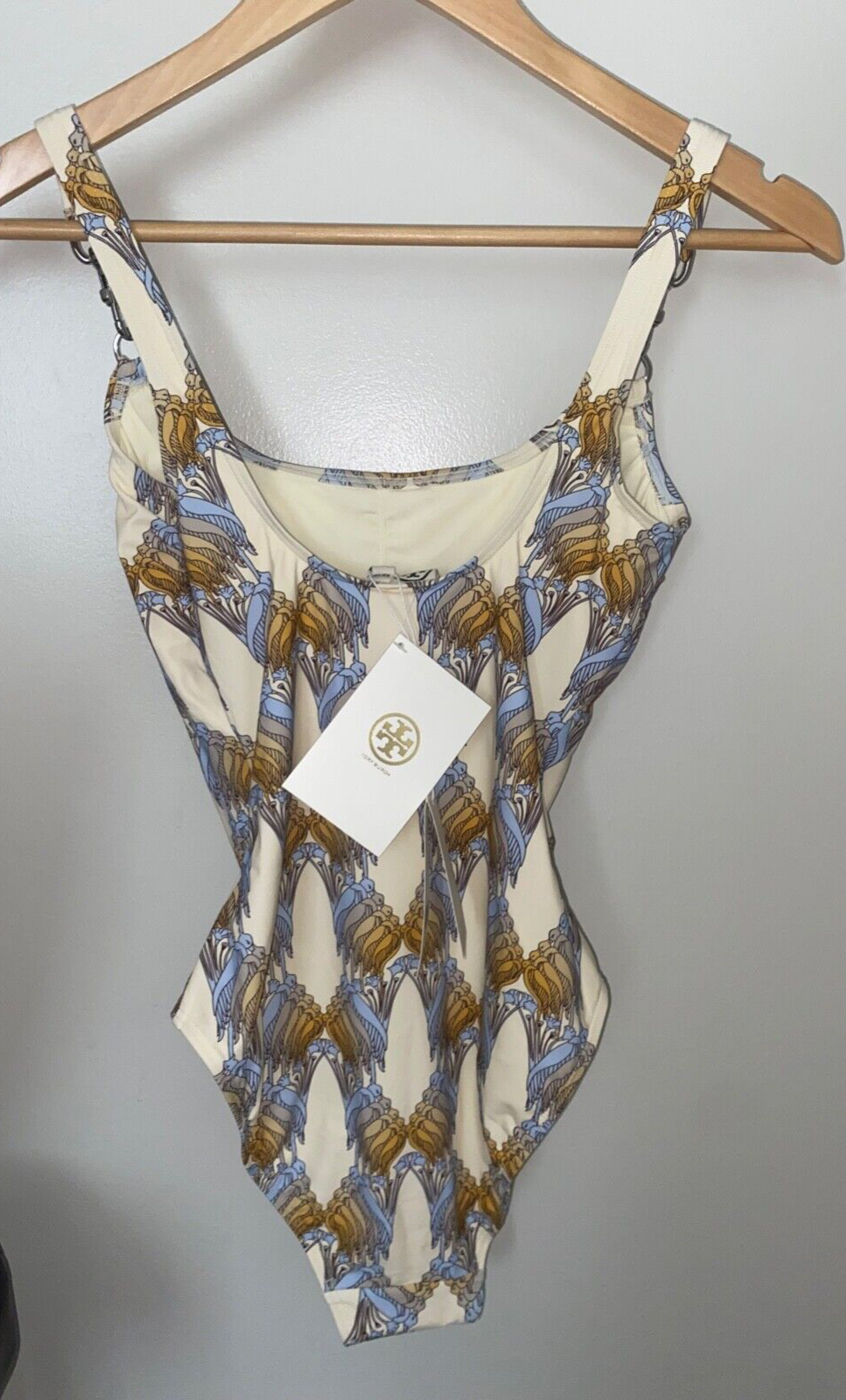 $ 228 NEW ! NWT TORY BURCH Printed One-Piece Swimsuit Sand Deco Size XS