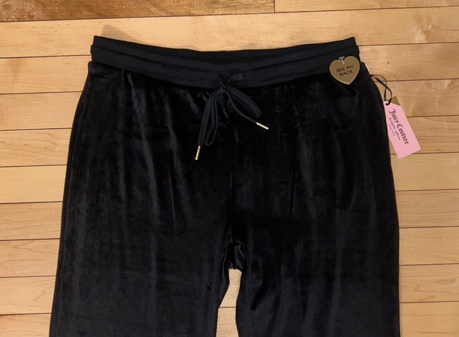 NEW ! NWT JUICY COUTURE Velour OG Big Bling Sweatpants Black Size L