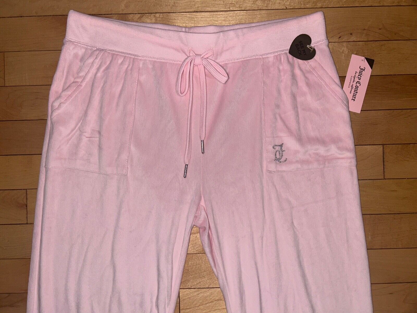 NEW ! NWT JUICY COUTURE Velour OG Big Bling Sweatpants in Lola Pink Size L