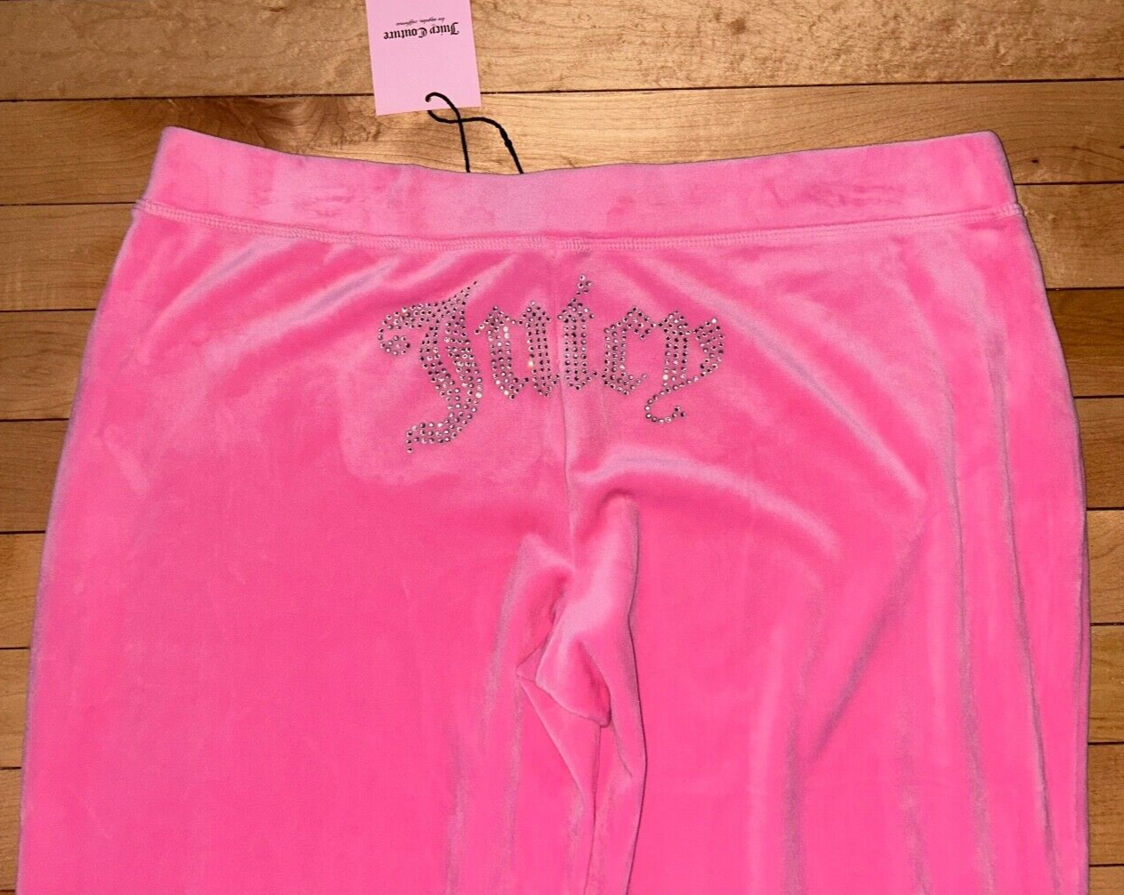 NEW ! NWT JUICY COUTURE Velour Y2K OG Bling Sweatpants Light Pink Size L