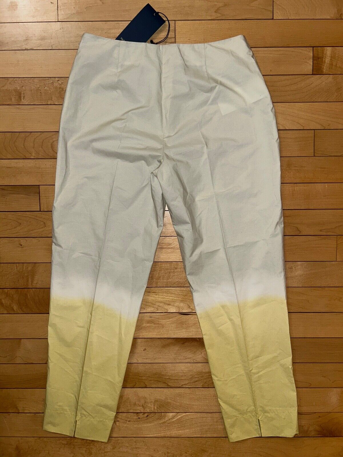 NEW ! NWT PIAZZA SEMPIONE Audrey Crop Pants Cream Yellow Ombre Size 40 (US 4)