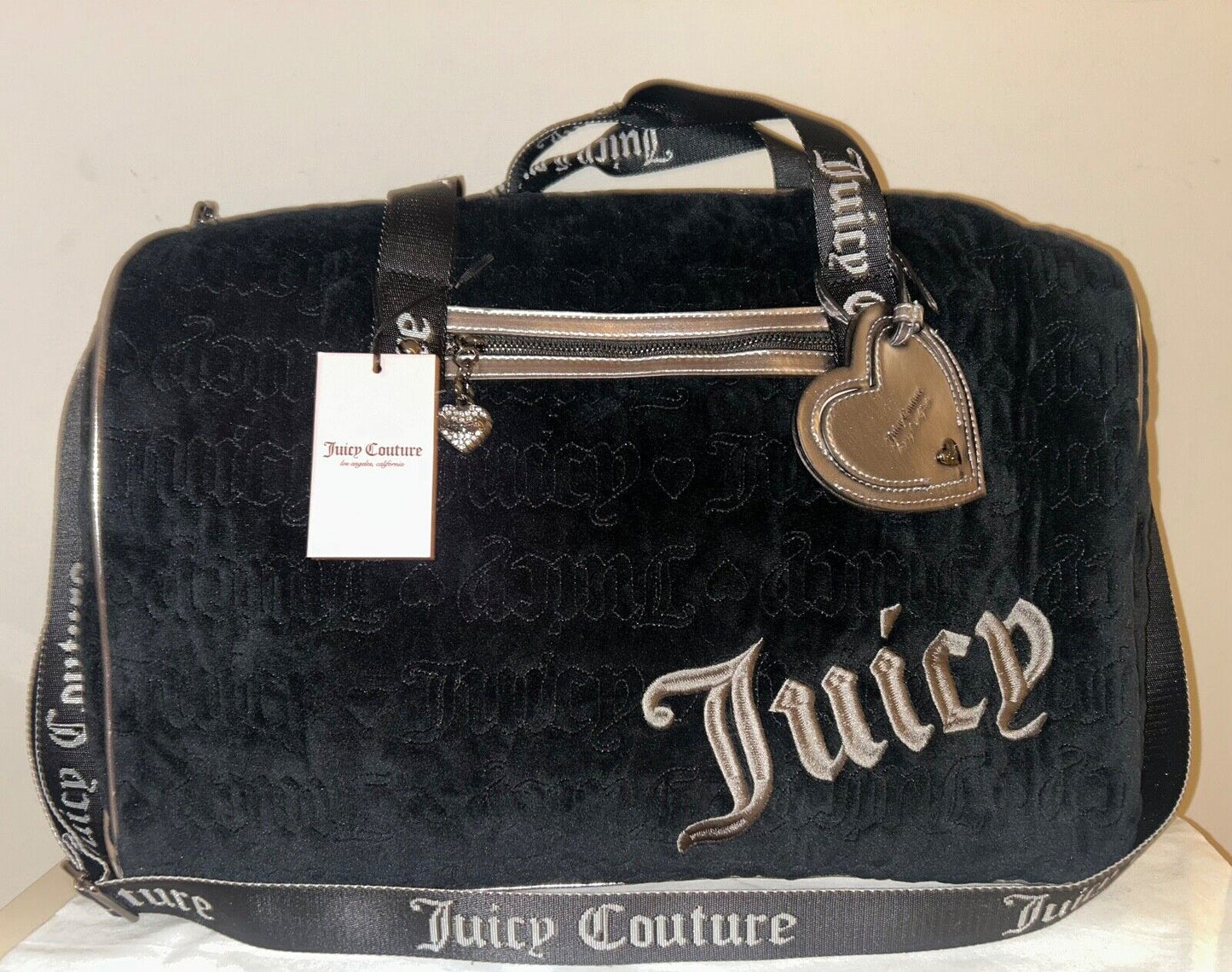 NEW! NWT JUICY COUTURE Vintage Dreams Velour Weekender Bag Black Liquorice
