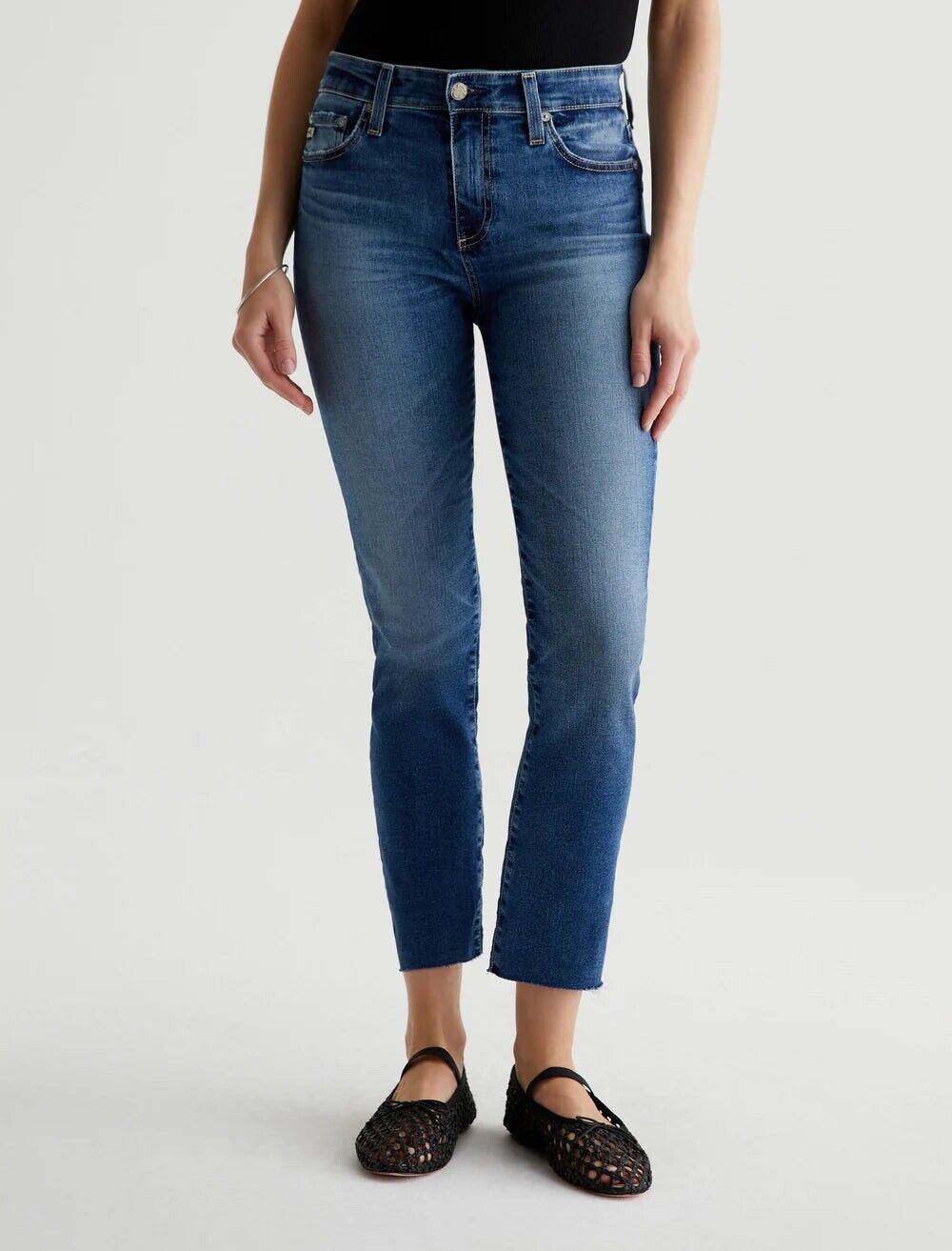 $225 NEW ! NWT AG Adriano Goldschmied Mari Crop High-Rise Straight Jeans Size 26