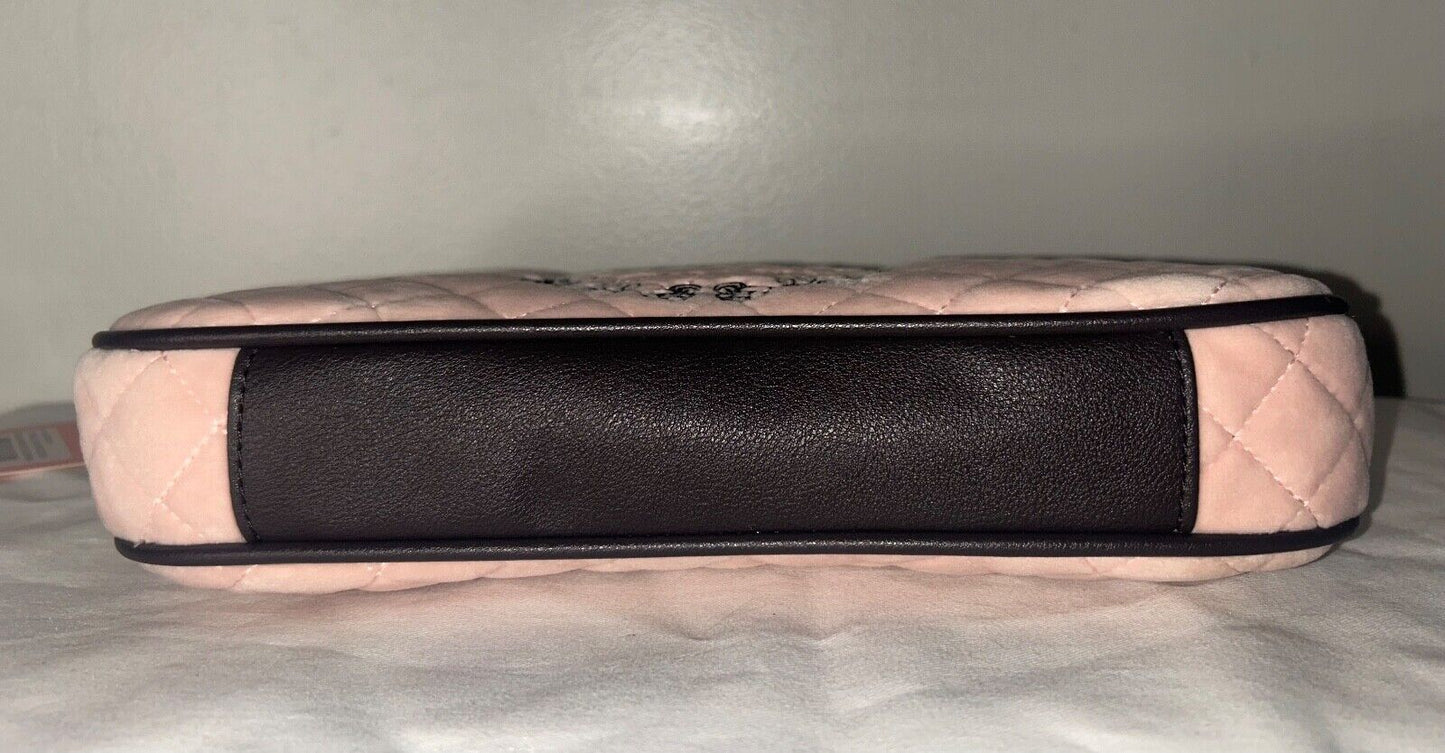 NEW! NWT JUICY COUTURE Royal Moment Velour Quilted Shoulder Bag Pink Clay