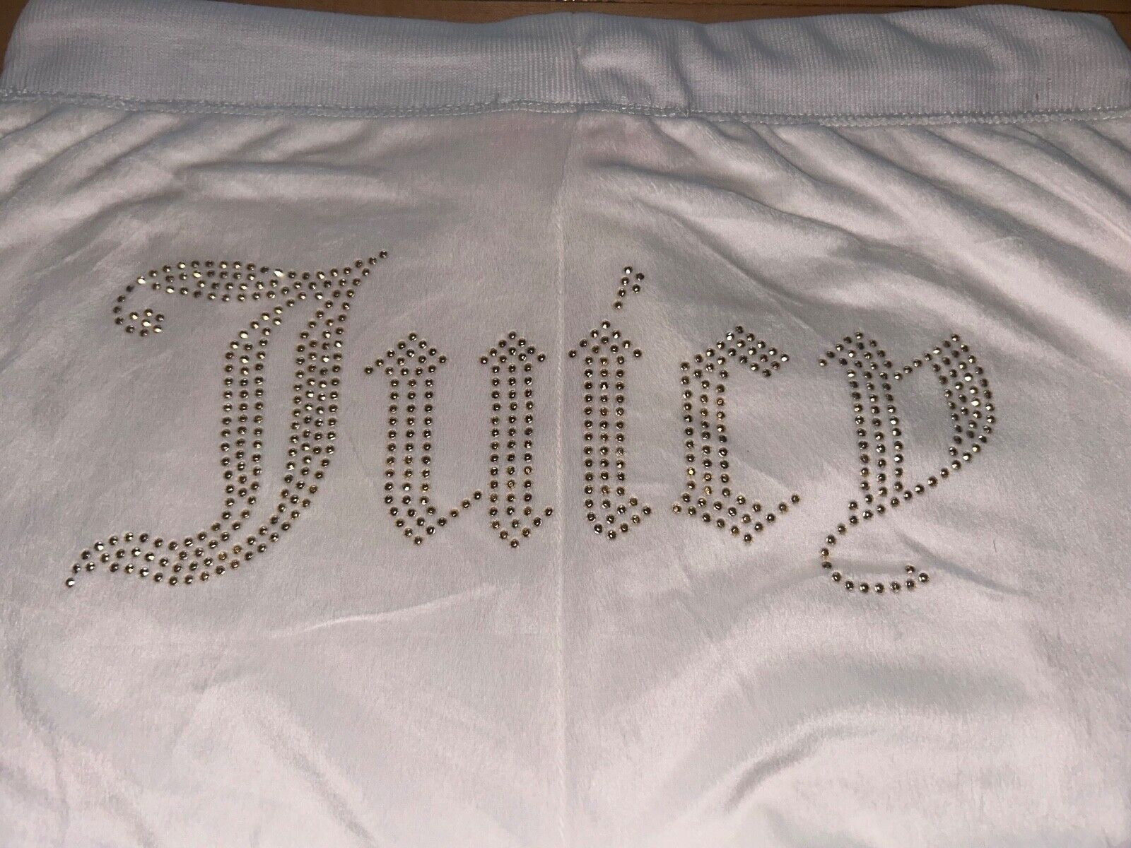 NEW ! NWT JUICY COUTURE Velour OG Big Bling Sweatpants Pastel Parchment Ivory XL