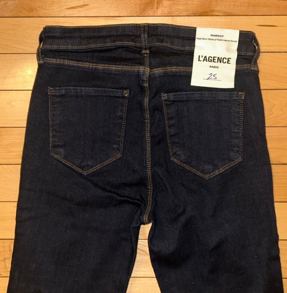 NEW! NWT L'AGENCE Margot High Rise Stretch Skinny Jeans Midnight Size 25