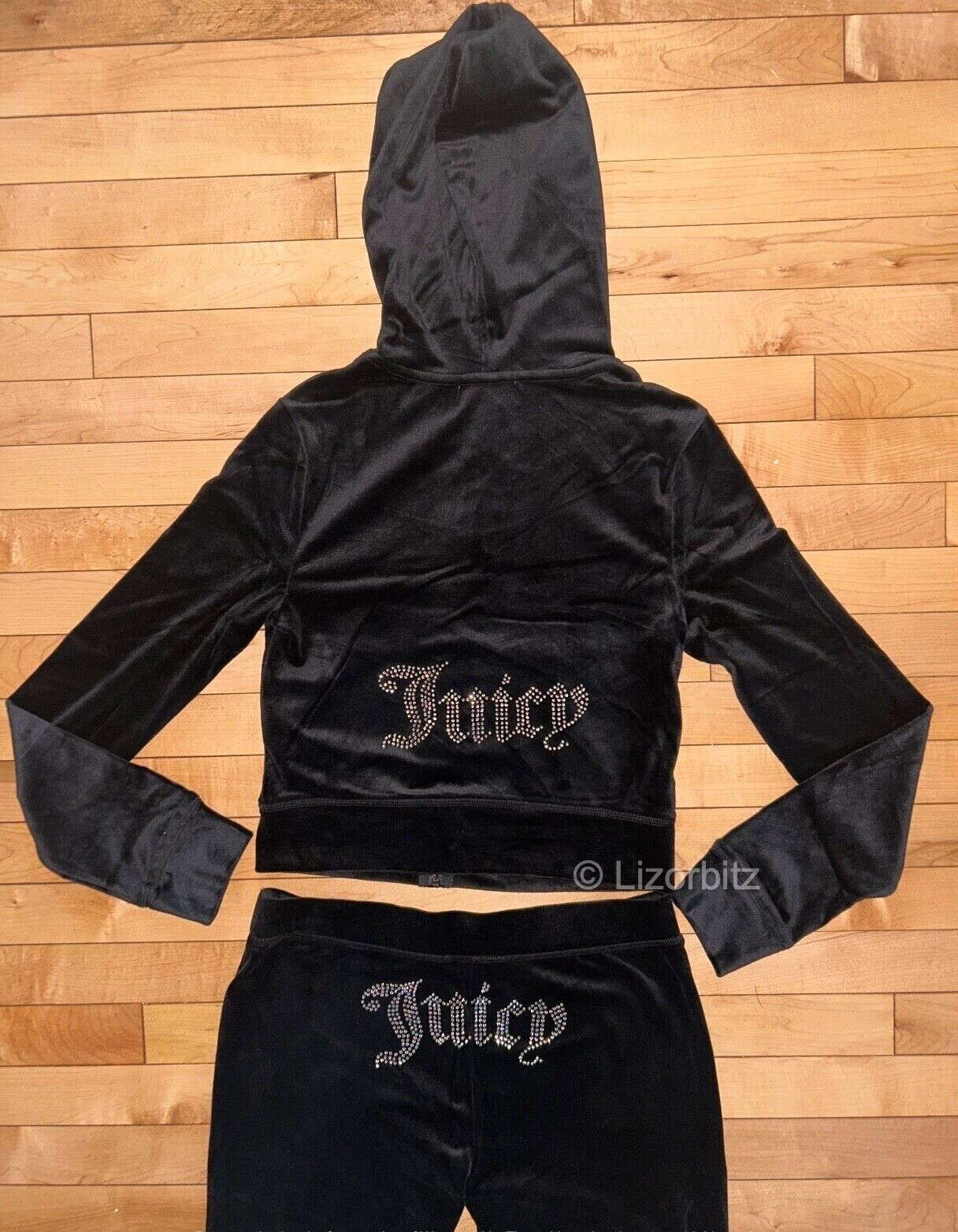 $199 NEW! NWT JUICY COUTURE Velour OG Bling Tracksuit Set Black Size S