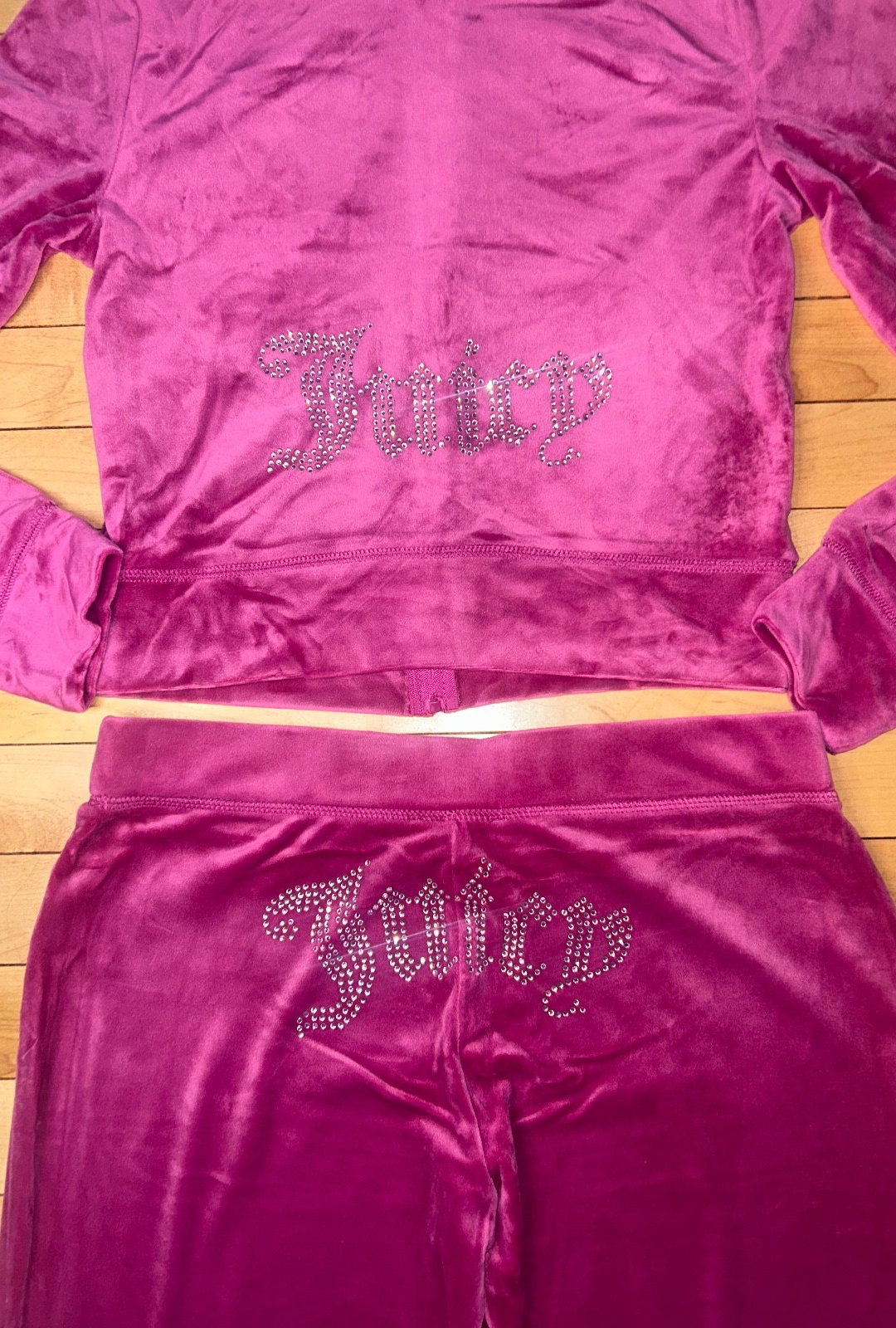 NEW! NWT JUICY COUTURE Velour OG Bling Tracksuit Set in Fuchsia Pink Size M