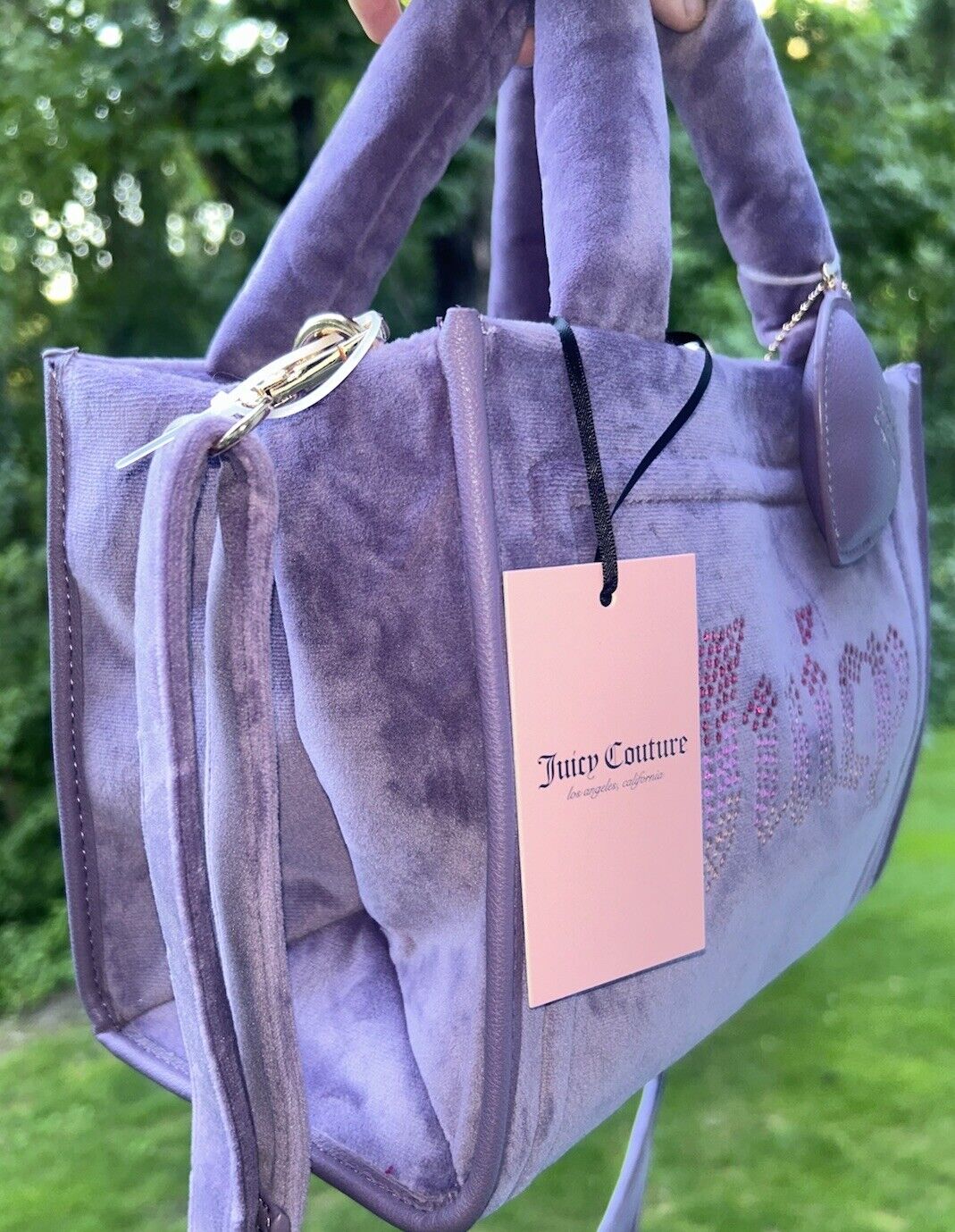 NEW! NWT JUICY COUTURE Velour Big Spender Mini Tote Bag in Dusty Violet