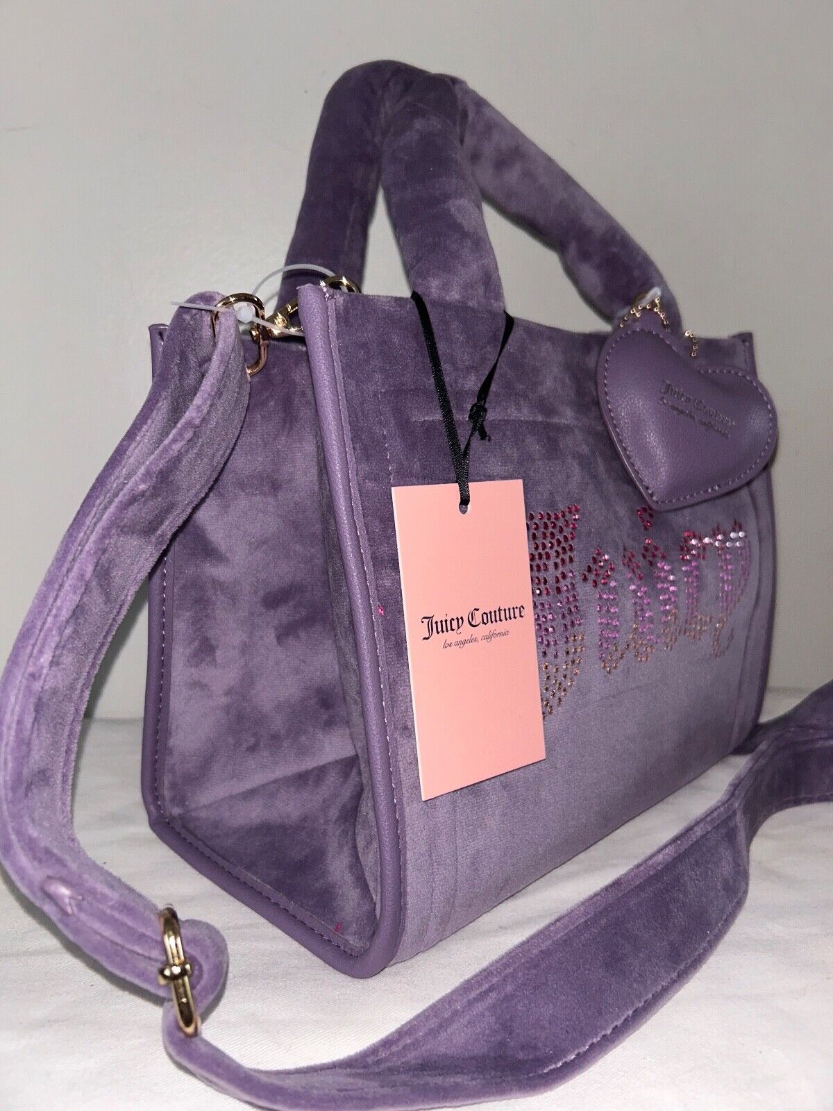 NEW! NWT JUICY COUTURE Velour Big Spender Mini Tote Bag in Dusty Violet