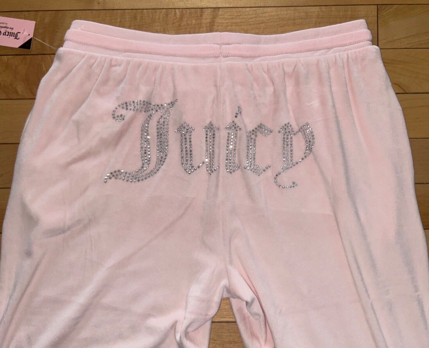 NEW ! NWT JUICY COUTURE Velour OG Big Bling Sweatpants Rock Salt Pink Size M