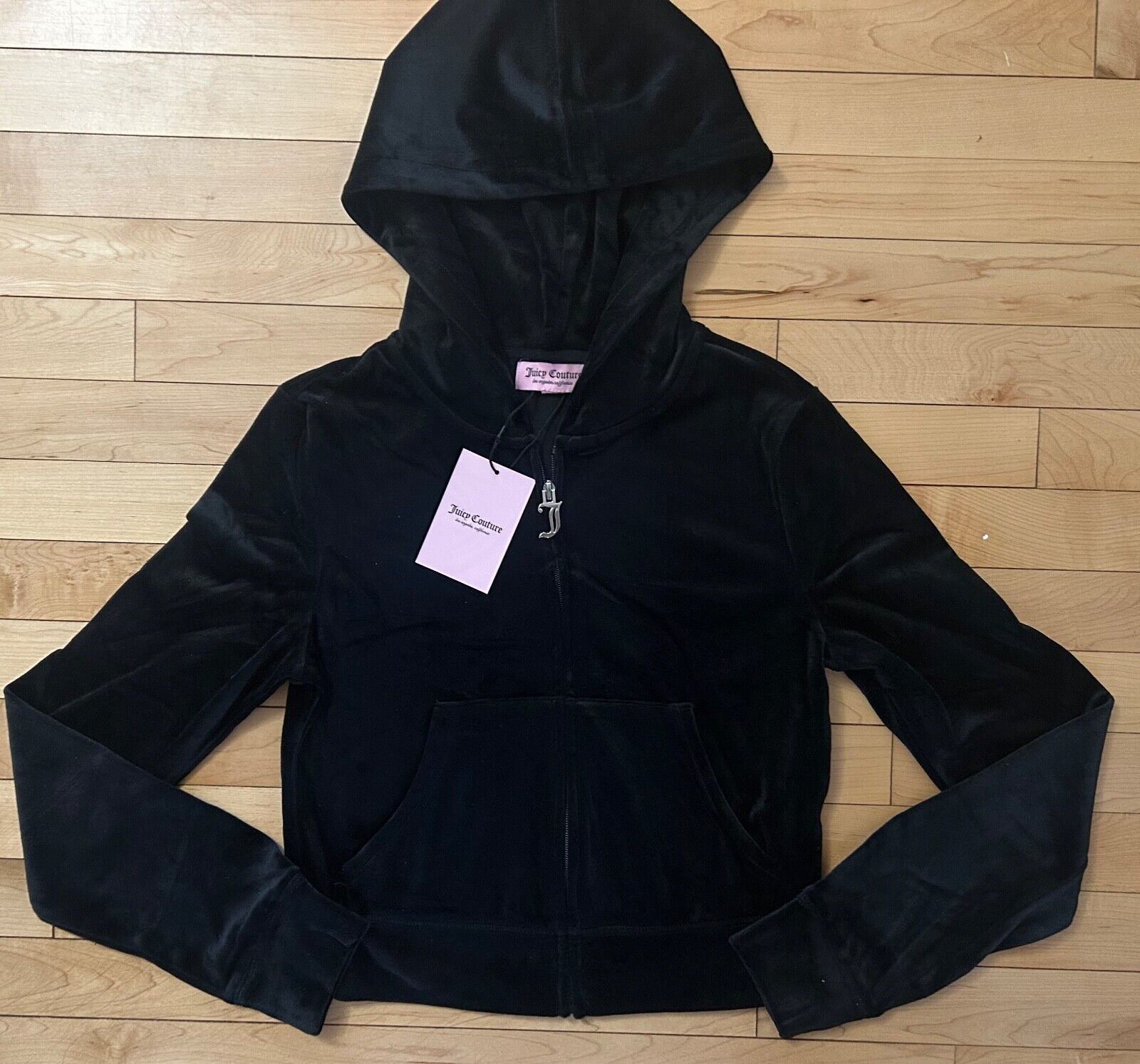 $199 NEW! NWT JUICY COUTURE Velour OG Bling Tracksuit Hoodie & Pant Set Black XS