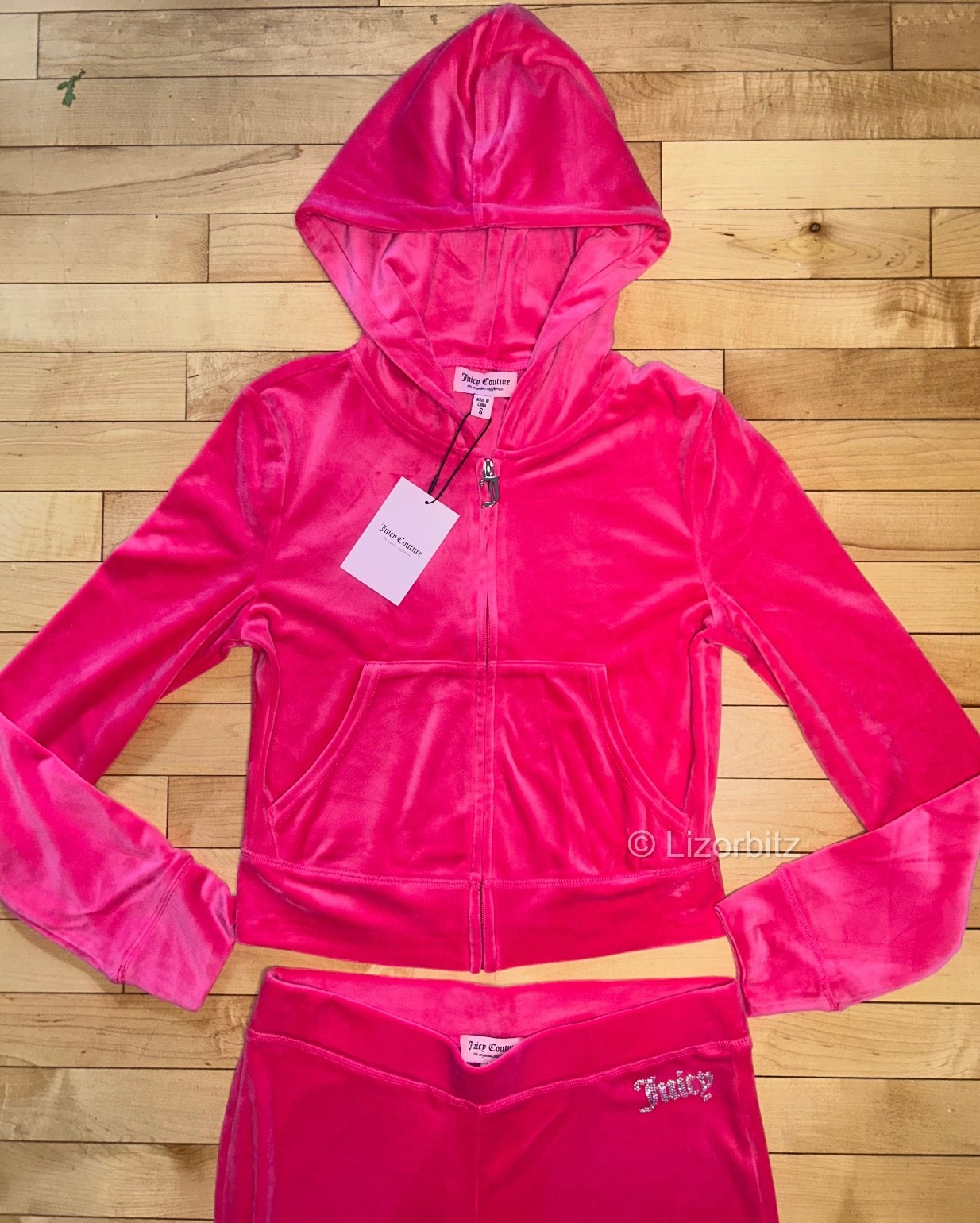 $199 NEW! NWT JUICY COUTURE Velour OG Bling Tracksuit Set Pink Party Size M