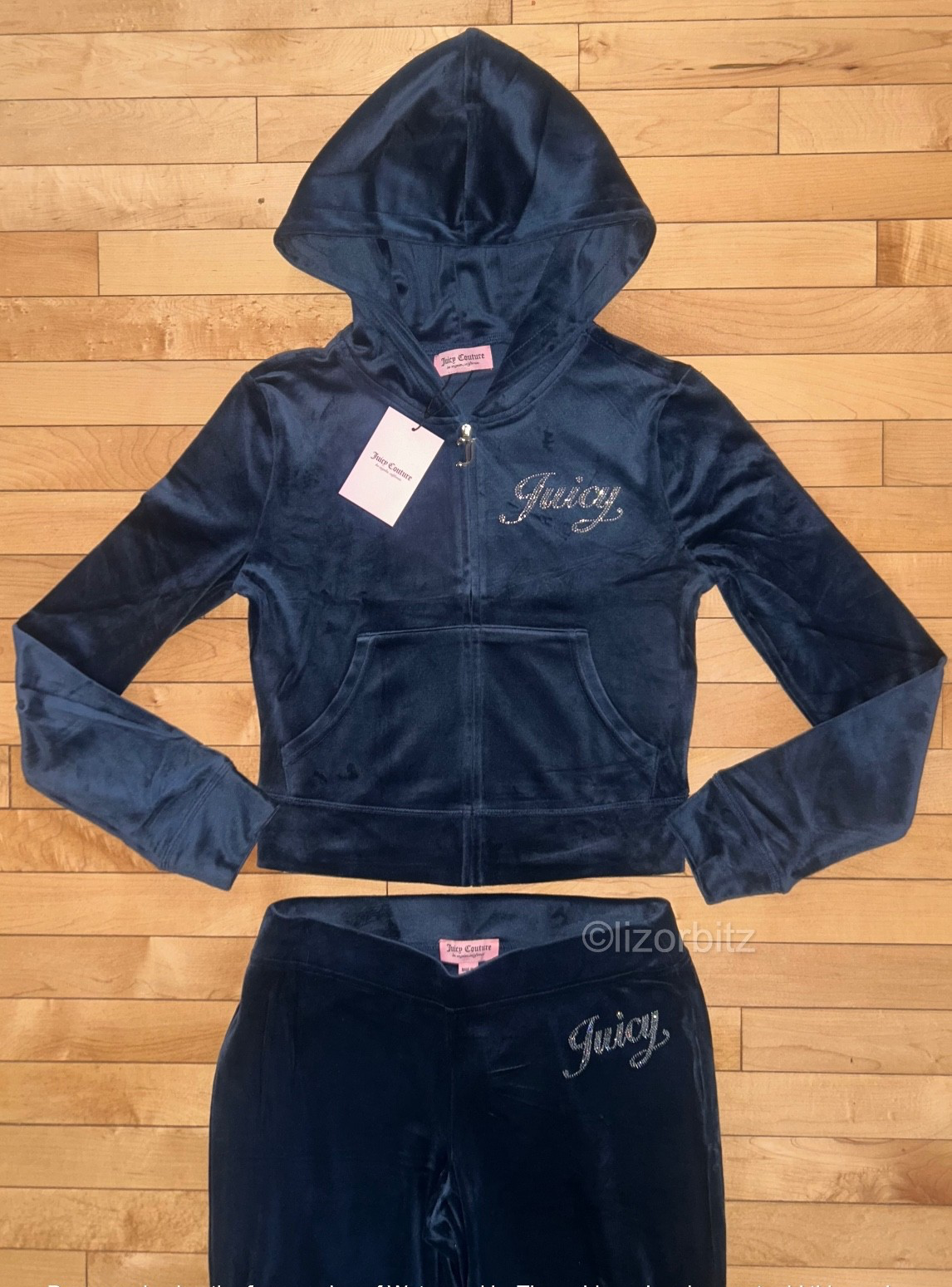 NEW! NWT JUICY COUTURE Velour OG Bling Tracksuit Set in Regal Blue Size S