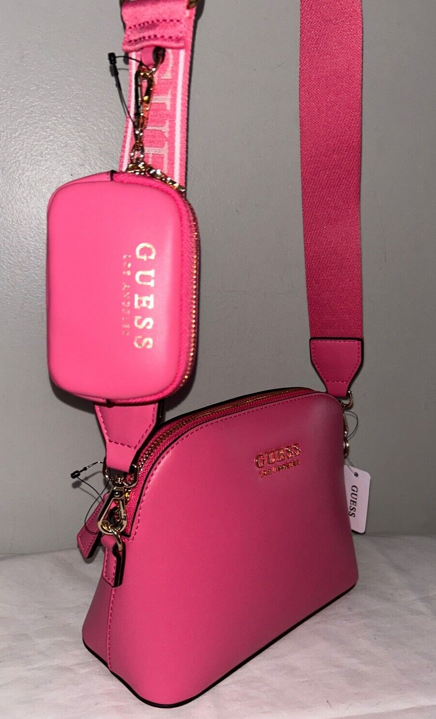 NEW ! NWT GUESS Chunky Mini Multi Pochette Crossbody Bag Punch Pink