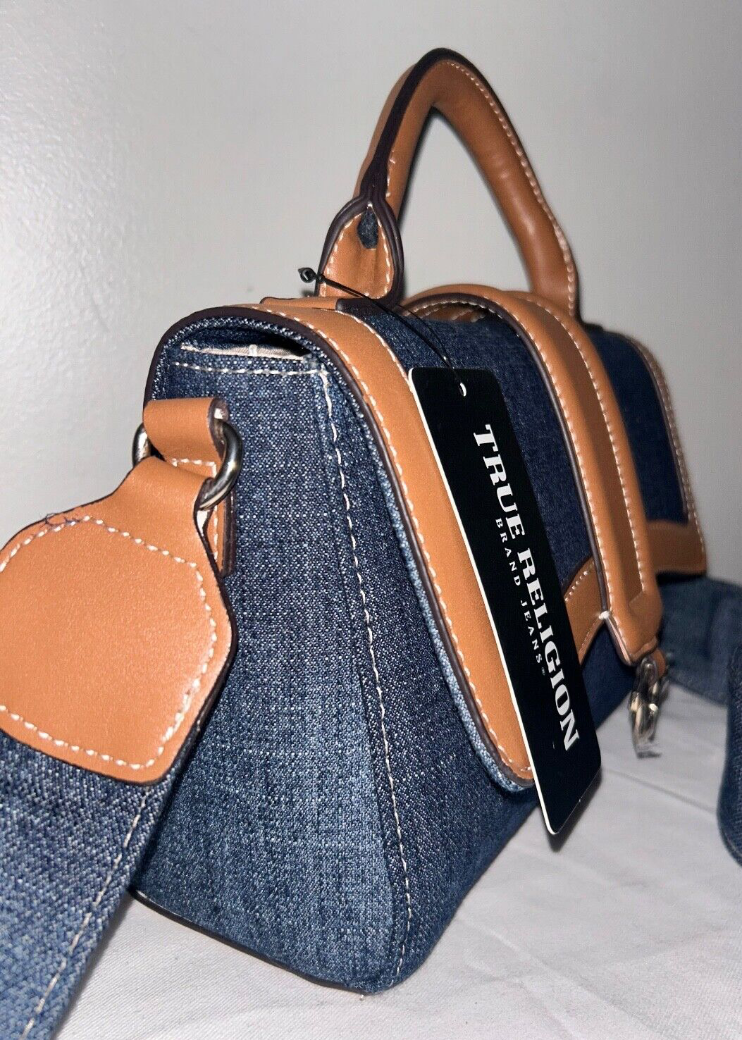 NEW ! NWT TRUE RELIGION Mini Denim Satchel Bag