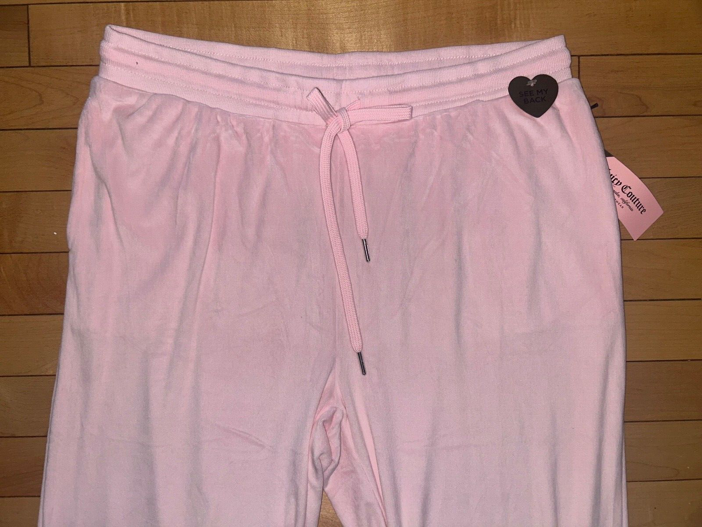 NEW ! NWT JUICY COUTURE Velour OG Big Bling Sweatpants in Lola Pink Size L