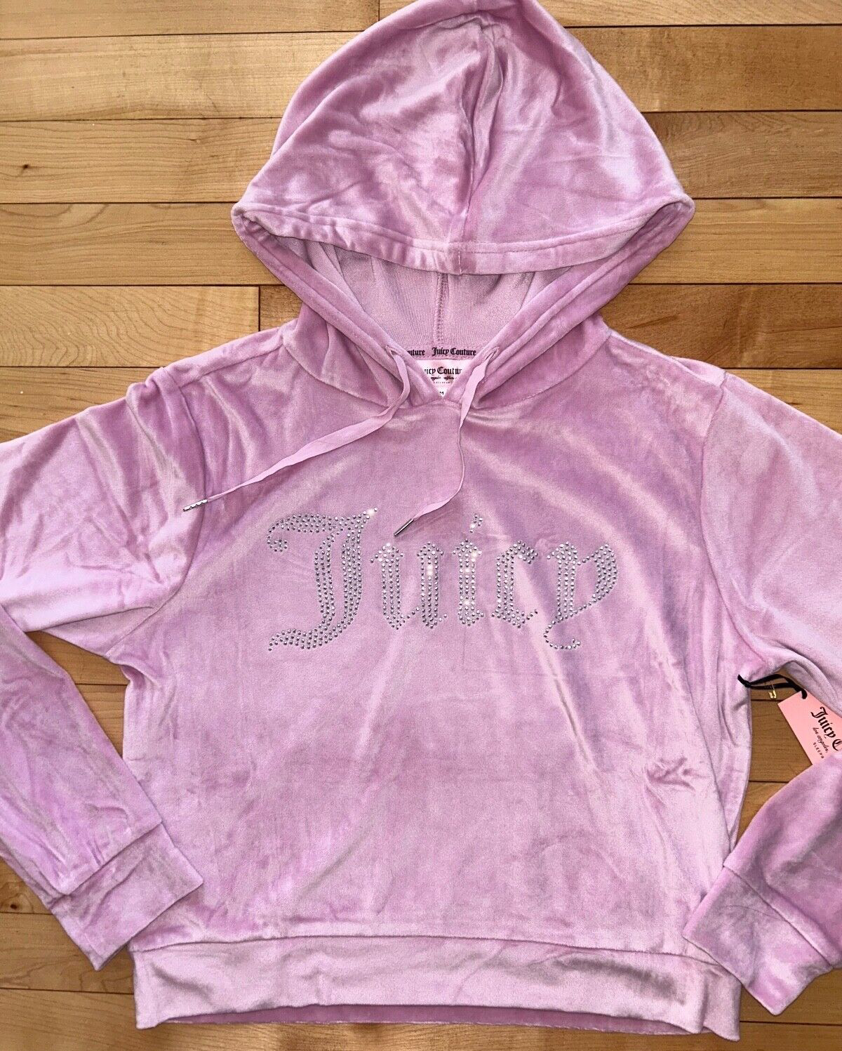 NEW! NWT JUICY COUTURE Velour OG Big Bling Hoodie & Pant Set Mauve Muse Size M