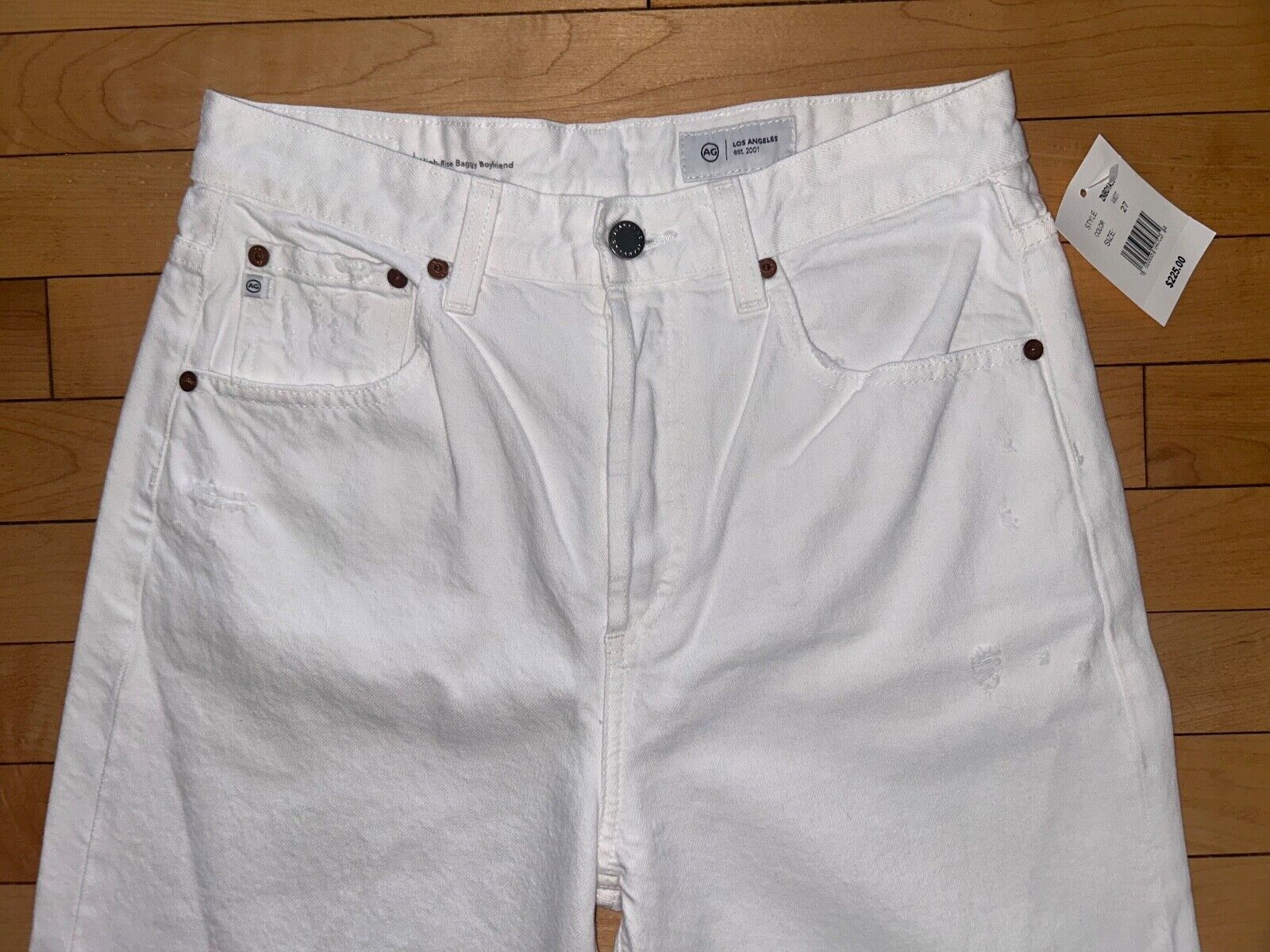 NEW ! NWT AG Adriano Goldschmied Knoxx High-Rise Baggy Boyfriend Jean White 27