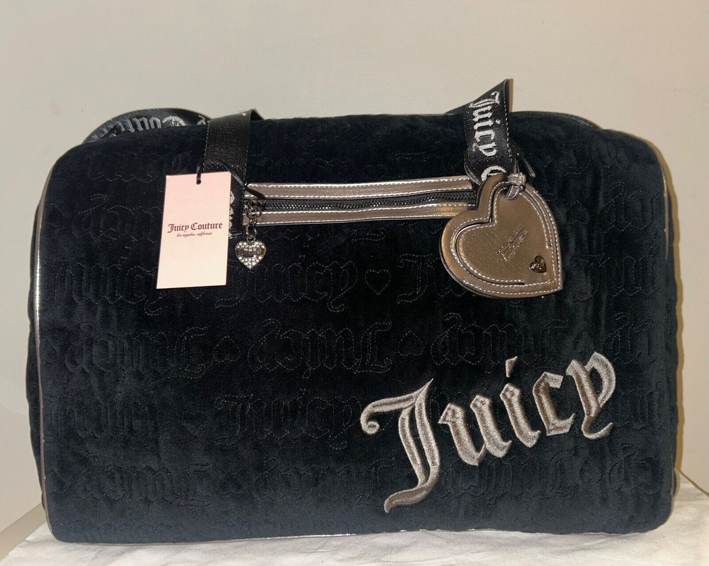 NEW! NWT JUICY COUTURE Vintage Dreams Velour Weekender Bag Black Liquorice