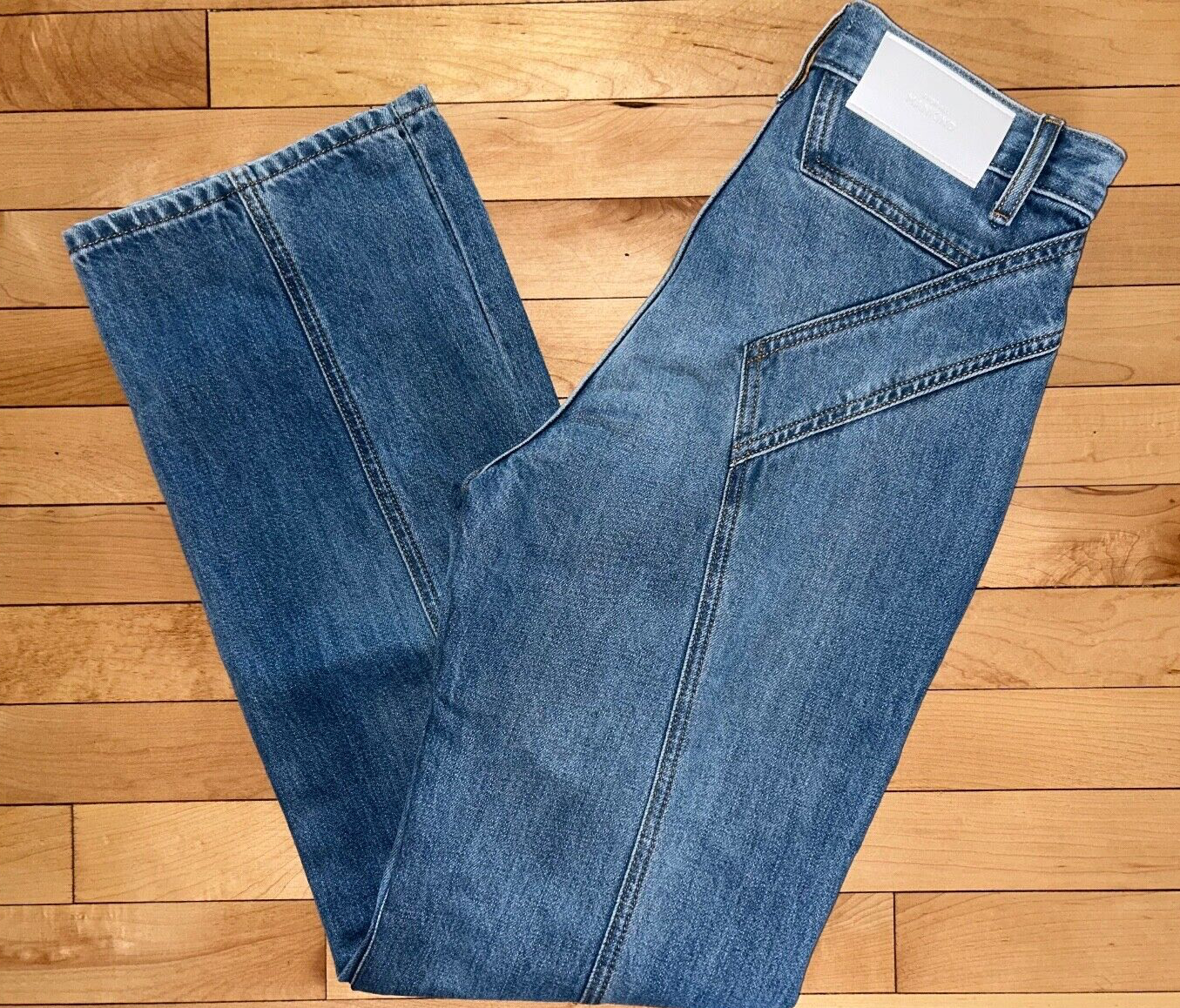 $248 NEW! NWT 7 FOR ALL MANKIND Easy Straight Star Panel Jeans Size 26