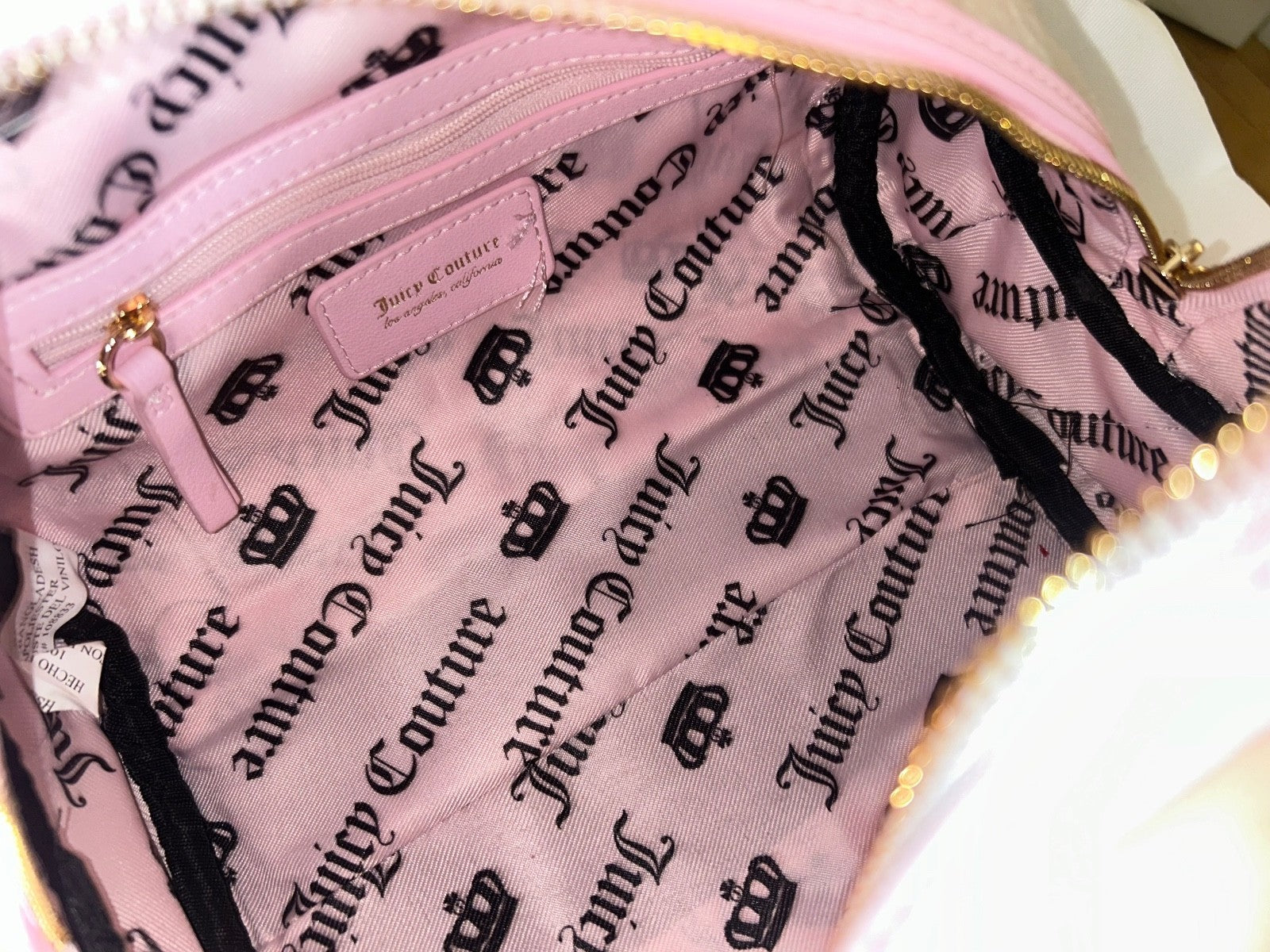 NEW! NWT JUICY COUTURE Velour Dreamy Juicy Satchel Bag in Sandstone/Light Pink