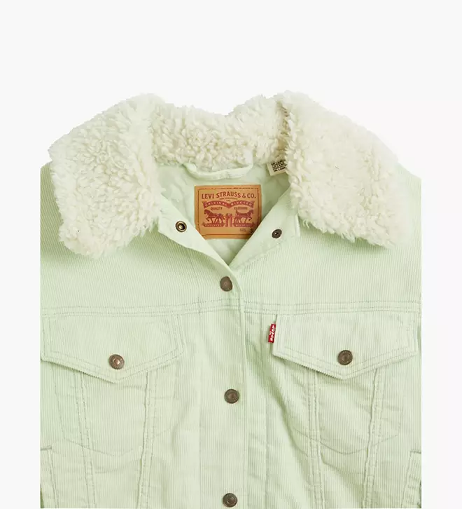 NEW! NWT LEVI'S Sherpa Baby Baggy Trucker Jacket Meadow Mist Size M