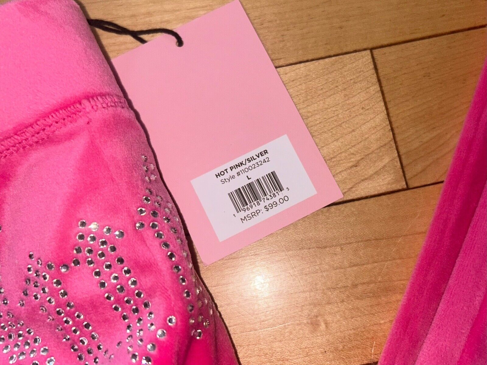 NEW ! NWT JUICY COUTURE Velour Y2K OG Bling Sweatpants Hot Pink Size L