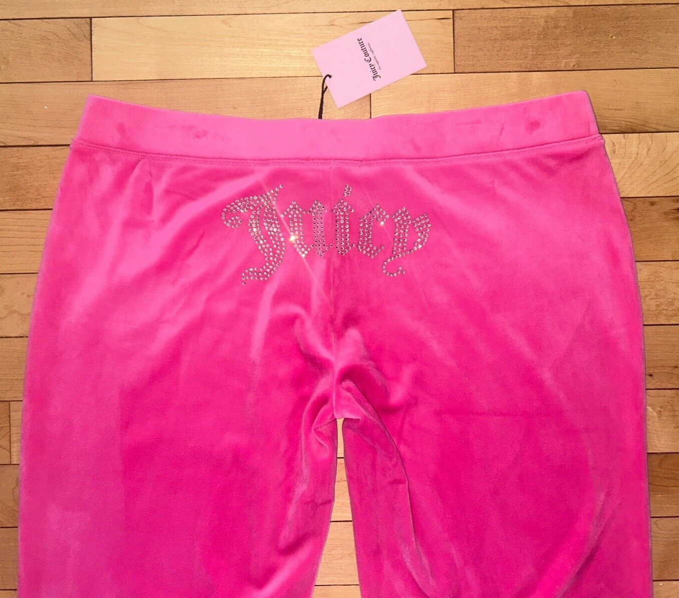 NEW ! NWT JUICY COUTURE Velour Y2K OG Bling Sweatpants Hot Pink Size L