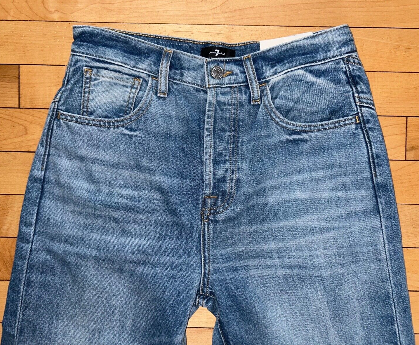 $248 NEW! NWT 7 FOR ALL MANKIND Easy Straight Star Panel Jeans Size 26