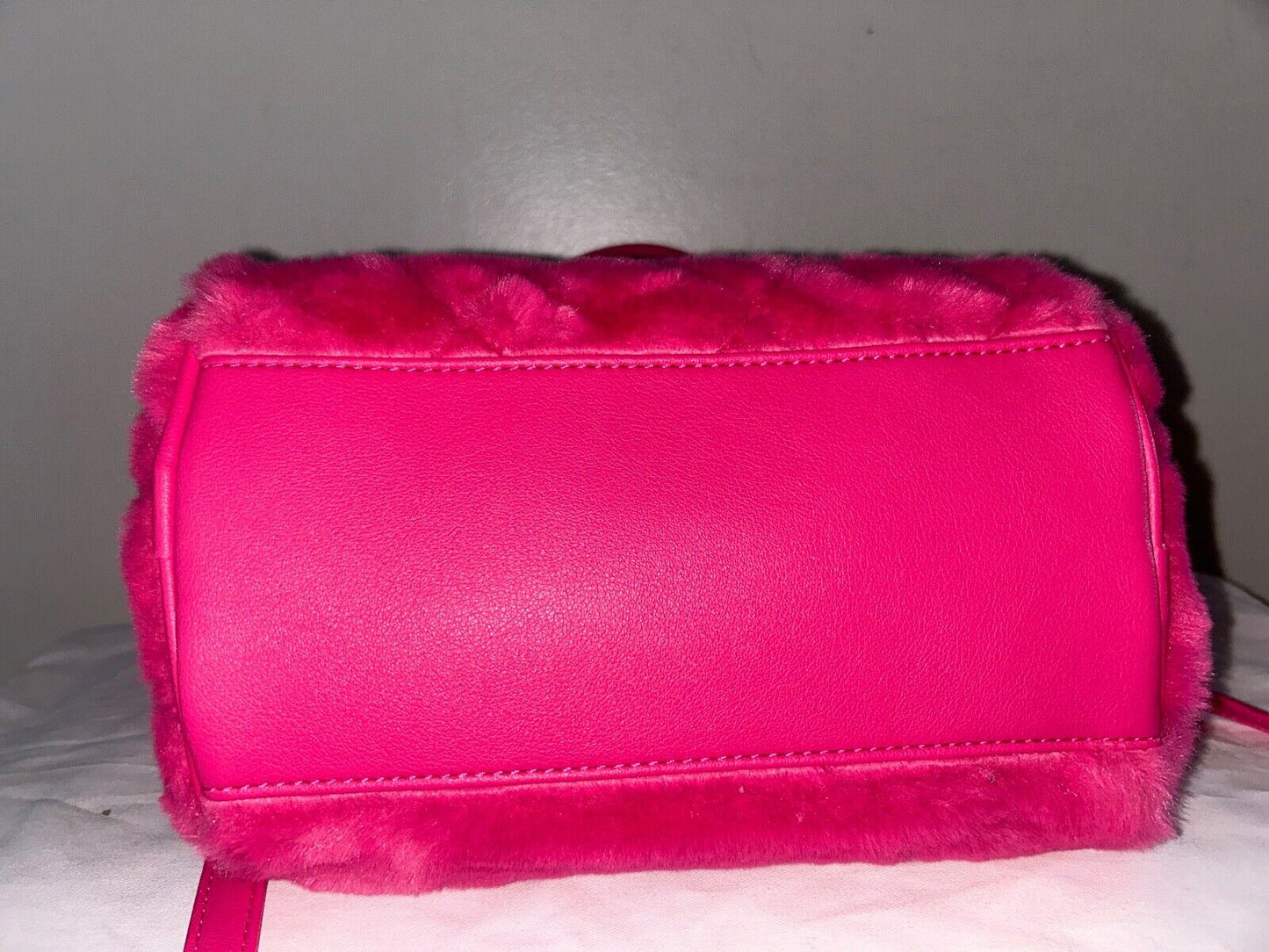 NEW! NWT JUICY COUTURE Lets Get Cozy Faux Fur Satchel Bag Pink Flash