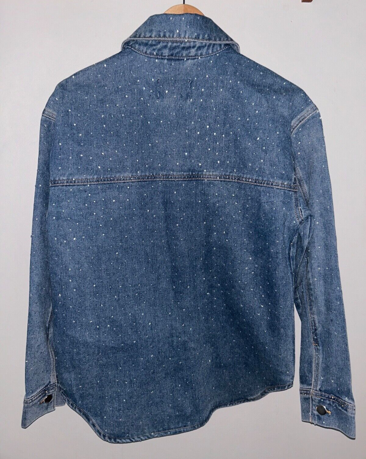 NEW! NWT HOUSE OF HARLOW 1960 Crystal Rhinestone Denim Jean Jacket Size XS