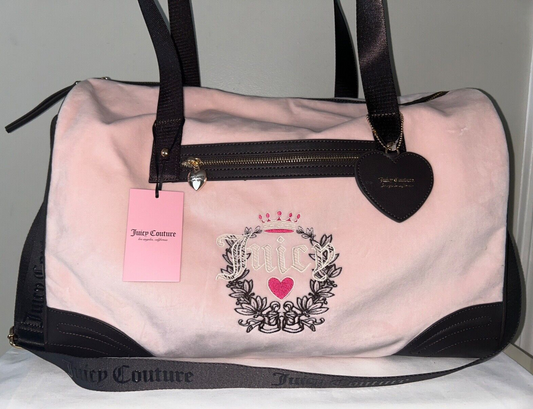 NEW! NWT JUICY COUTURE Heritage Rosie Velour Weekender Bag Powder Blush Pink