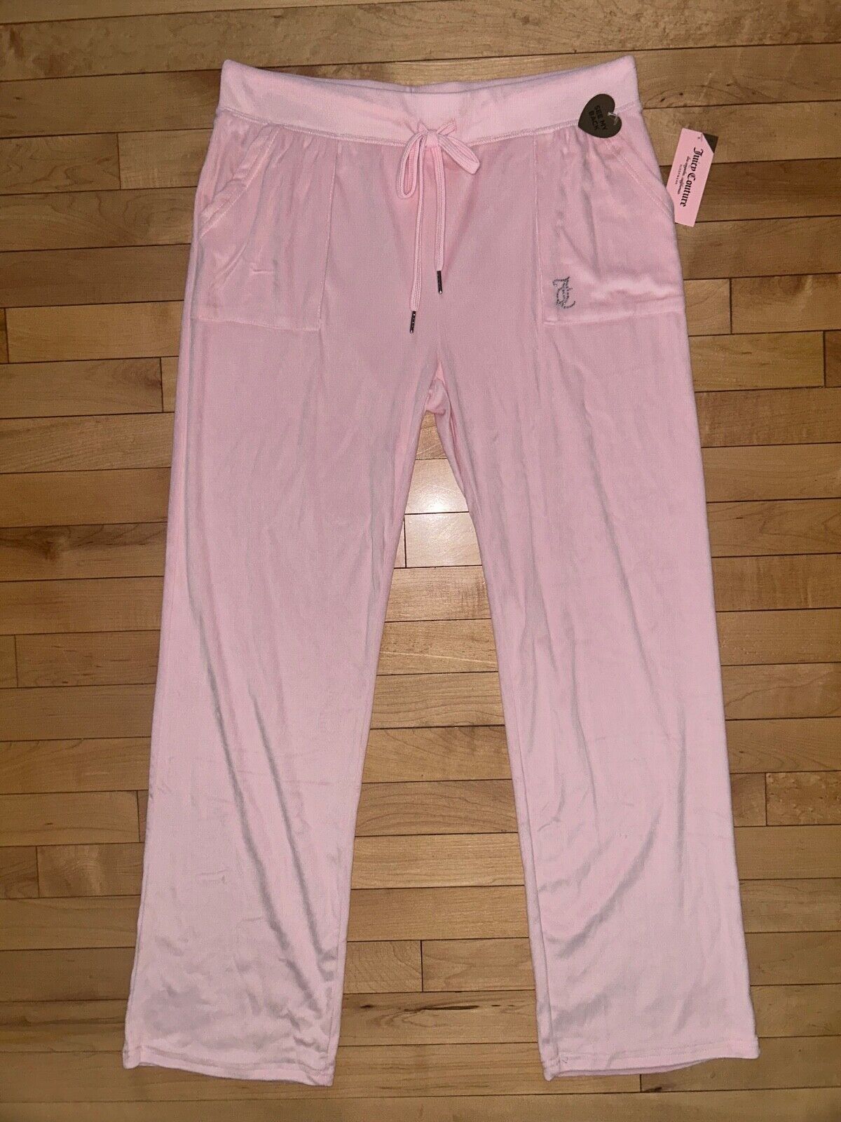 NEW ! NWT JUICY COUTURE Velour OG Big Bling Sweatpants in Lola Pink Size L