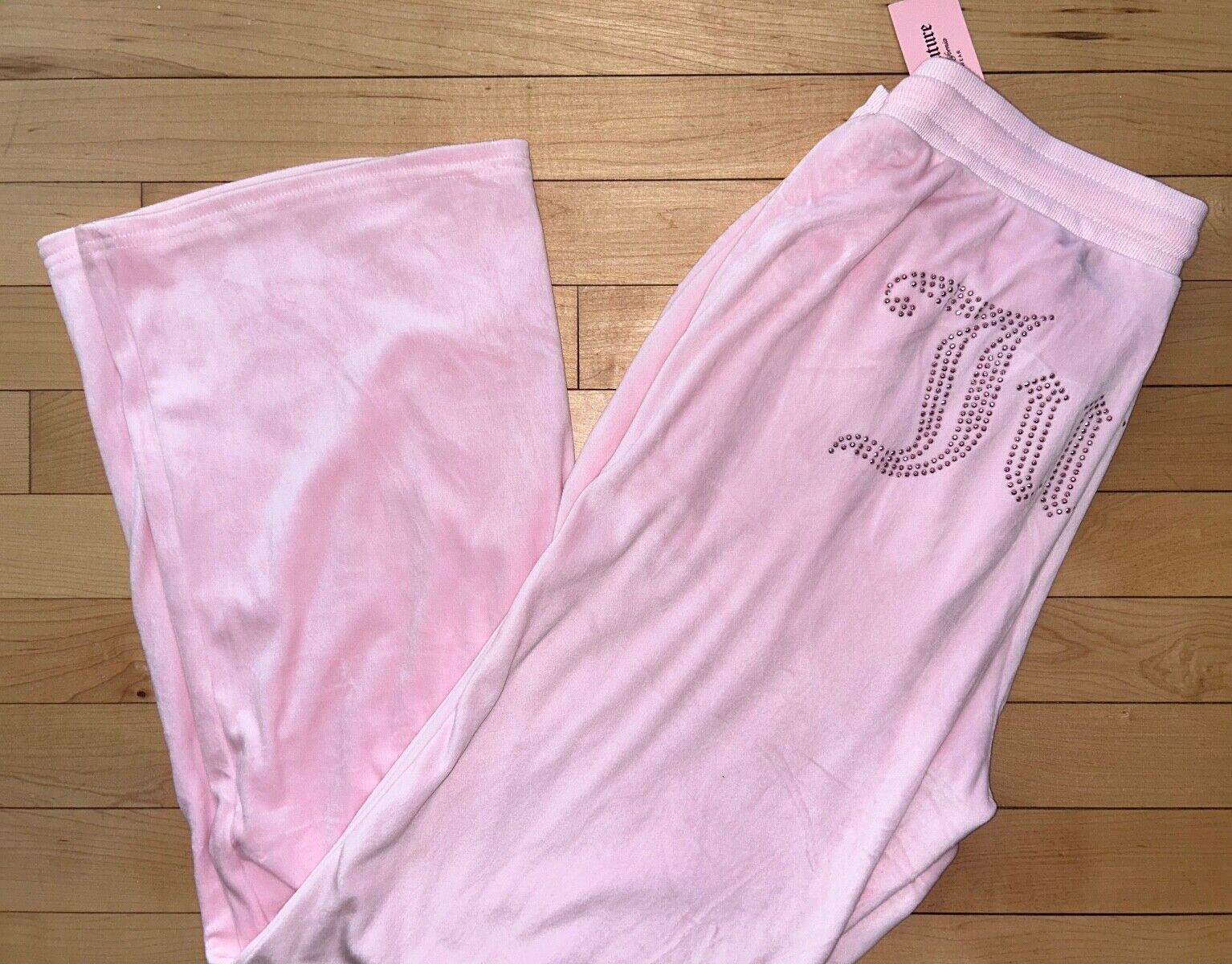 NEW ! NWT JUICY COUTURE Velour OG Big Bling Sweatpants in Lola Pink Size M