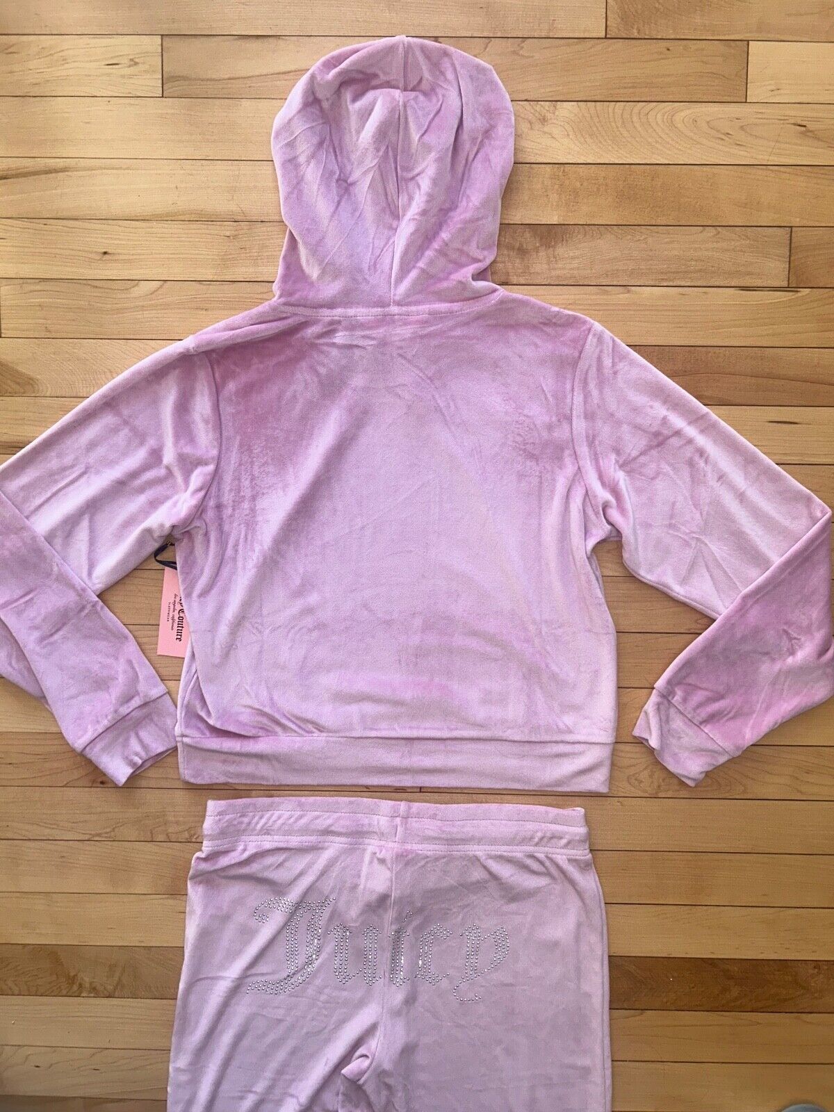 NEW! NWT JUICY COUTURE Velour OG Big Bling Hoodie & Pant Set Mauve Muse Size L
