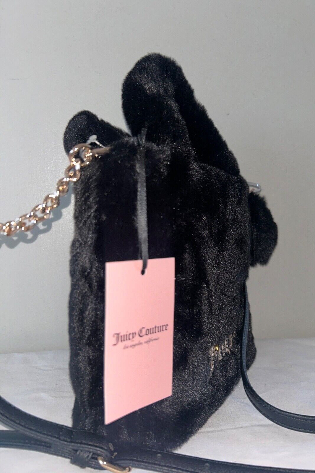 NEW! NWT JUICY COUTURE Fluffy Mini Tote in Licquorice Black