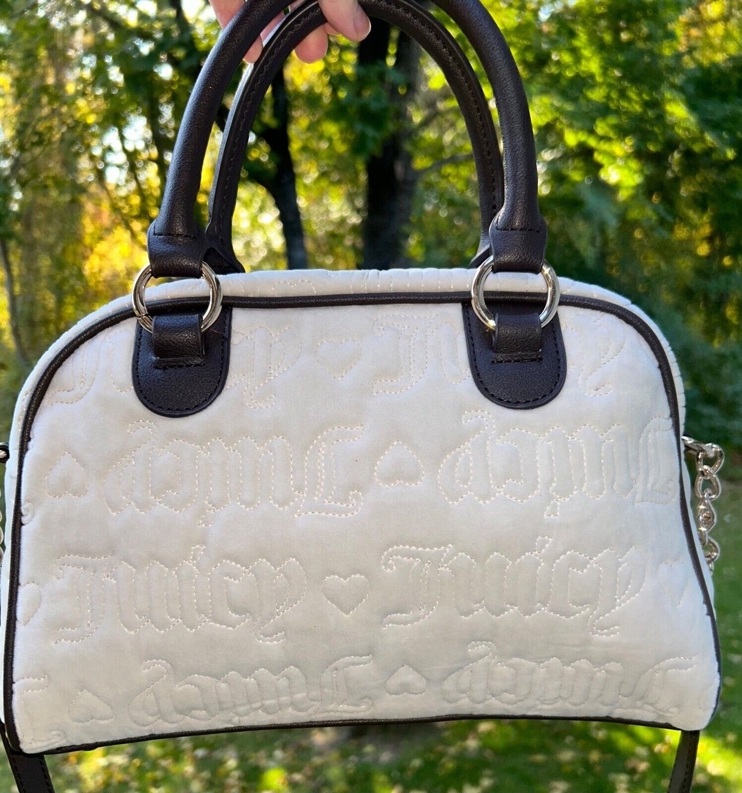 NEW! NWT JUICY COUTURE Vintage Dreams Velour Satchel Bag in Angel Ivory