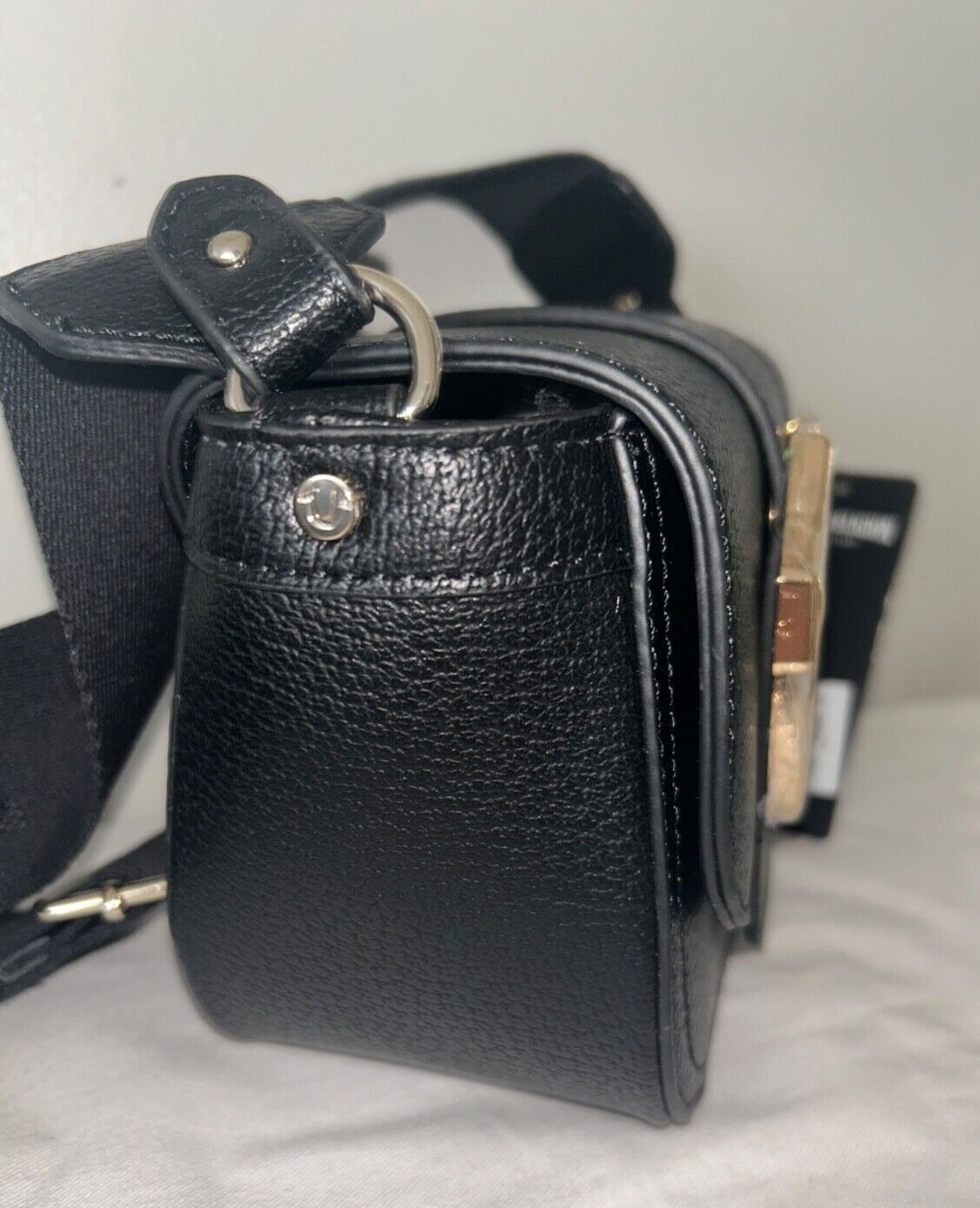 NEW! NWT TRUE RELIGION Mini Flap Logo Crossbody Bag Black