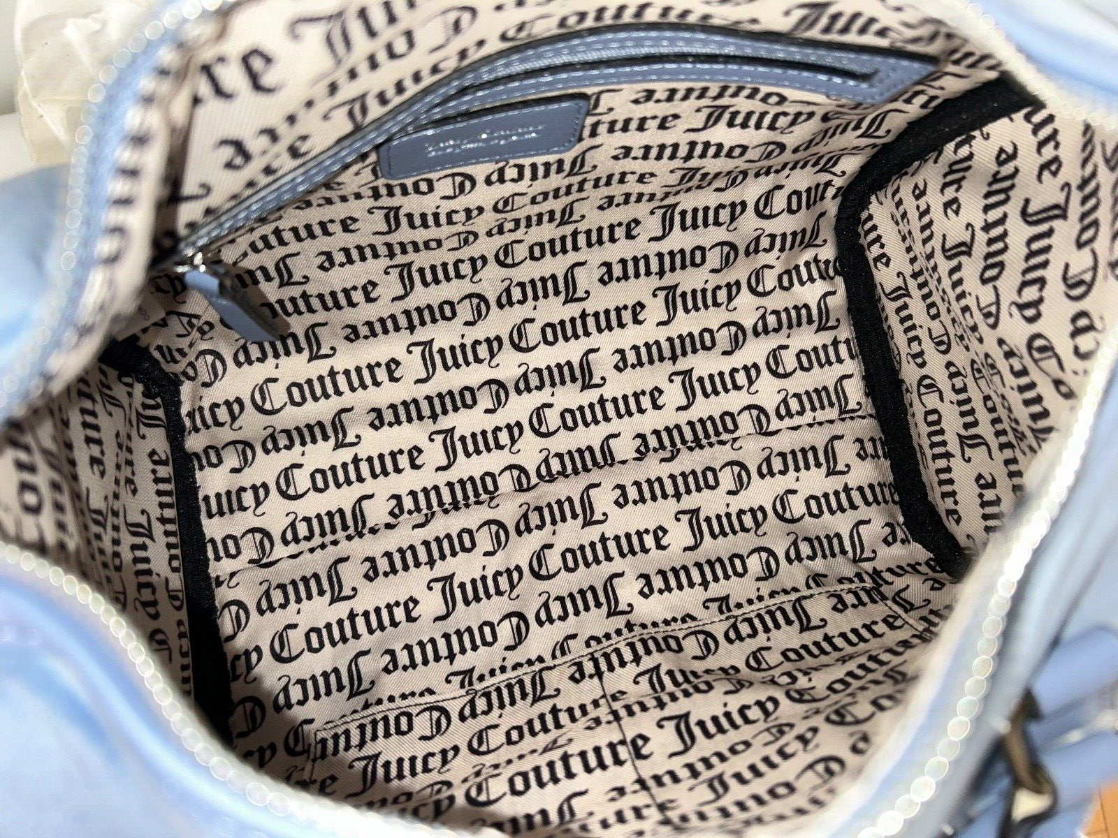 NEW! NWT JUICY COUTURE Heritage Satchel Velour Handbag Slate Blue