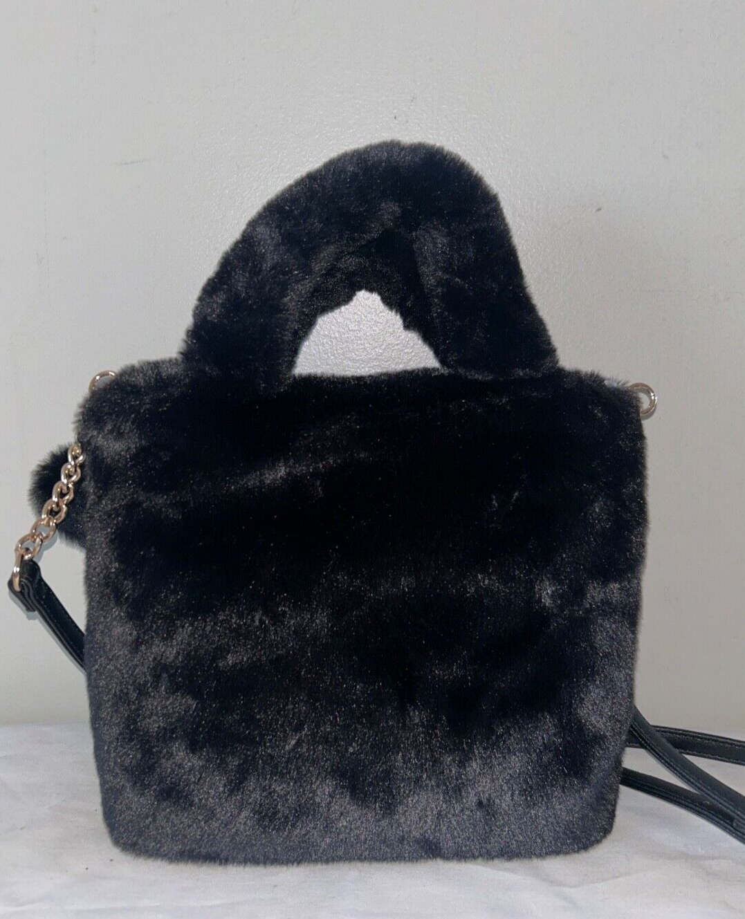 NEW! NWT JUICY COUTURE Fluffy Mini Tote in Licquorice Black