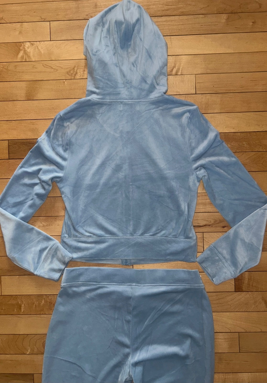 NEW! NWT JUICY COUTURE Velour OG Bling Tracksuit Set Frosted Light Blue Size S